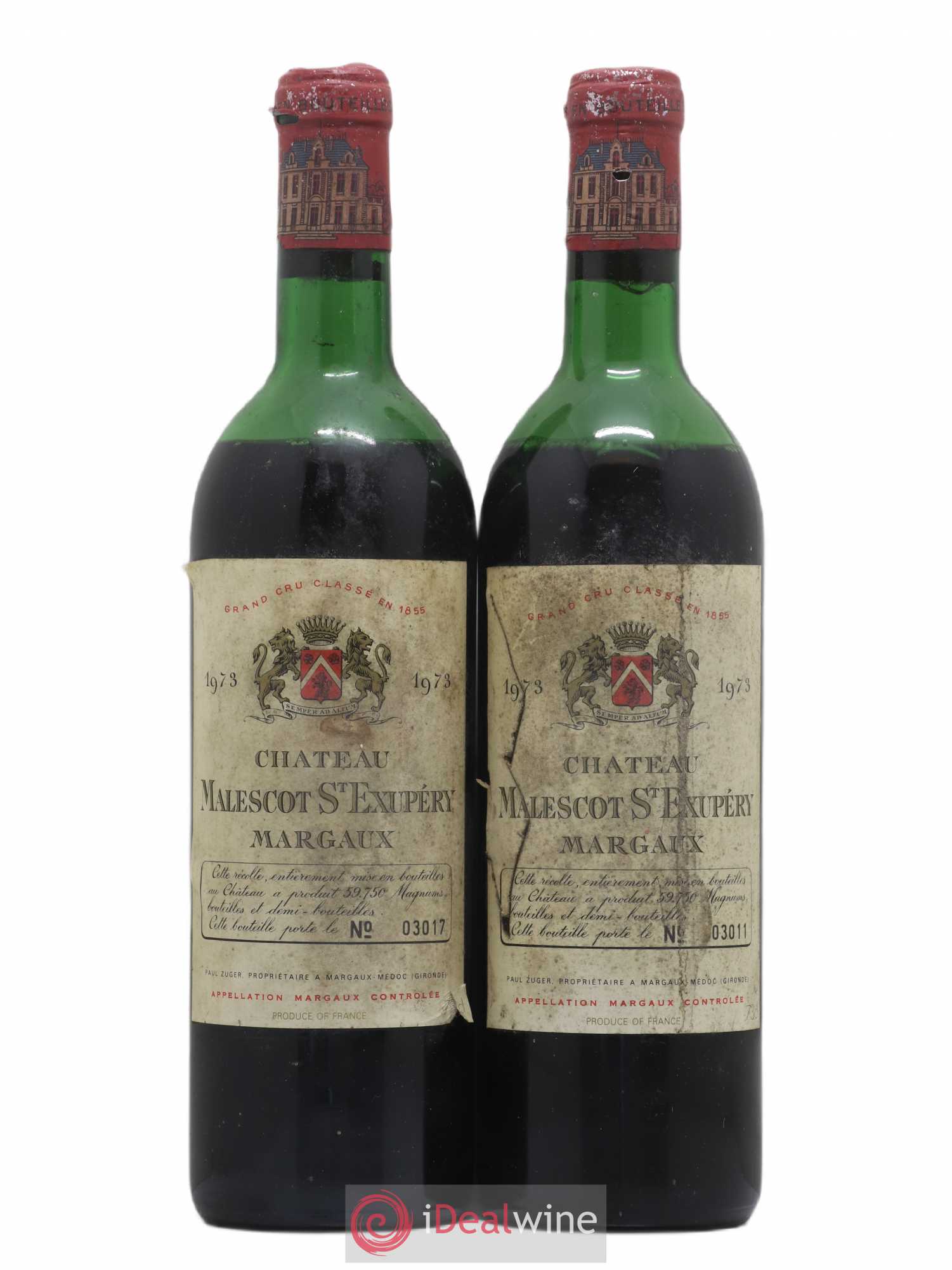 Château Malescot Saint-Exupéry 3ème Grand Cru Classé 1973 - Lot de 2 bouteilles - 0