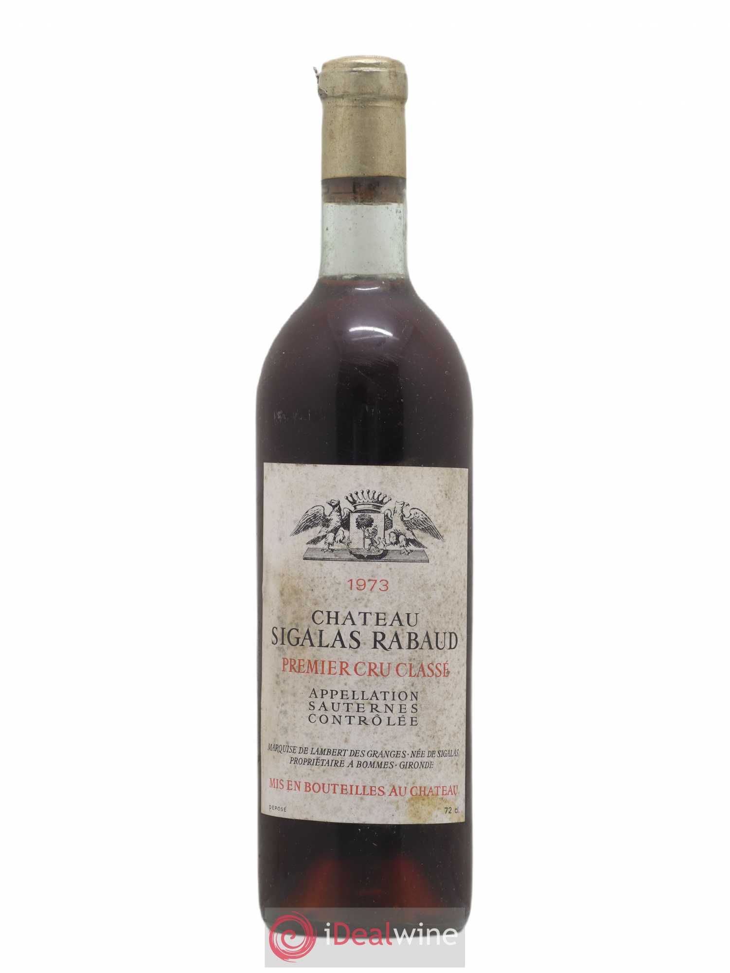 Château Sigalas Rabaud 1er Grand Cru Classé 1973 - Posten von 1 Flasche - 0