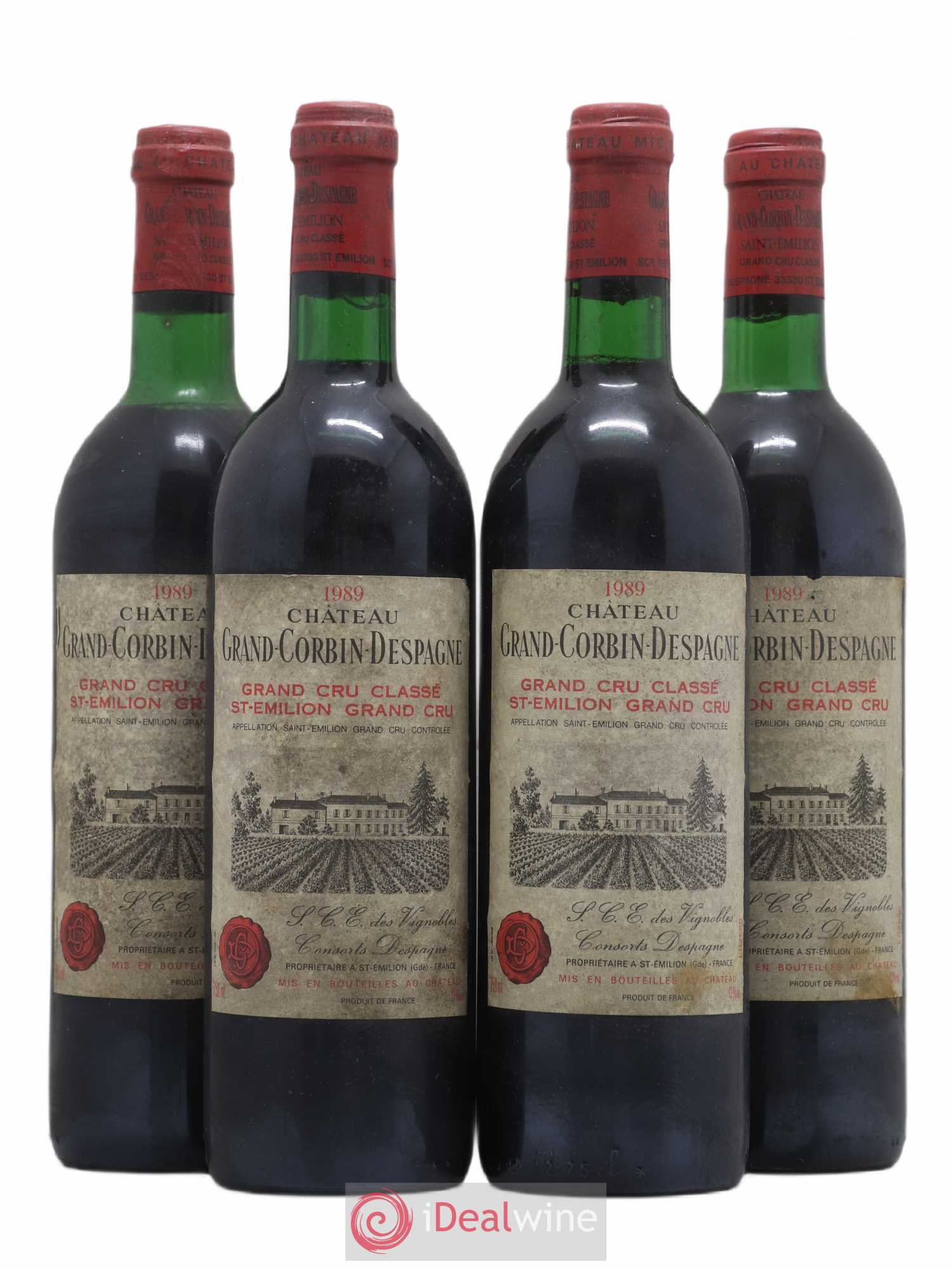 Château Grand Corbin Despagne Grand Cru Classé 1989 - Lot de 4 bouteilles - 0