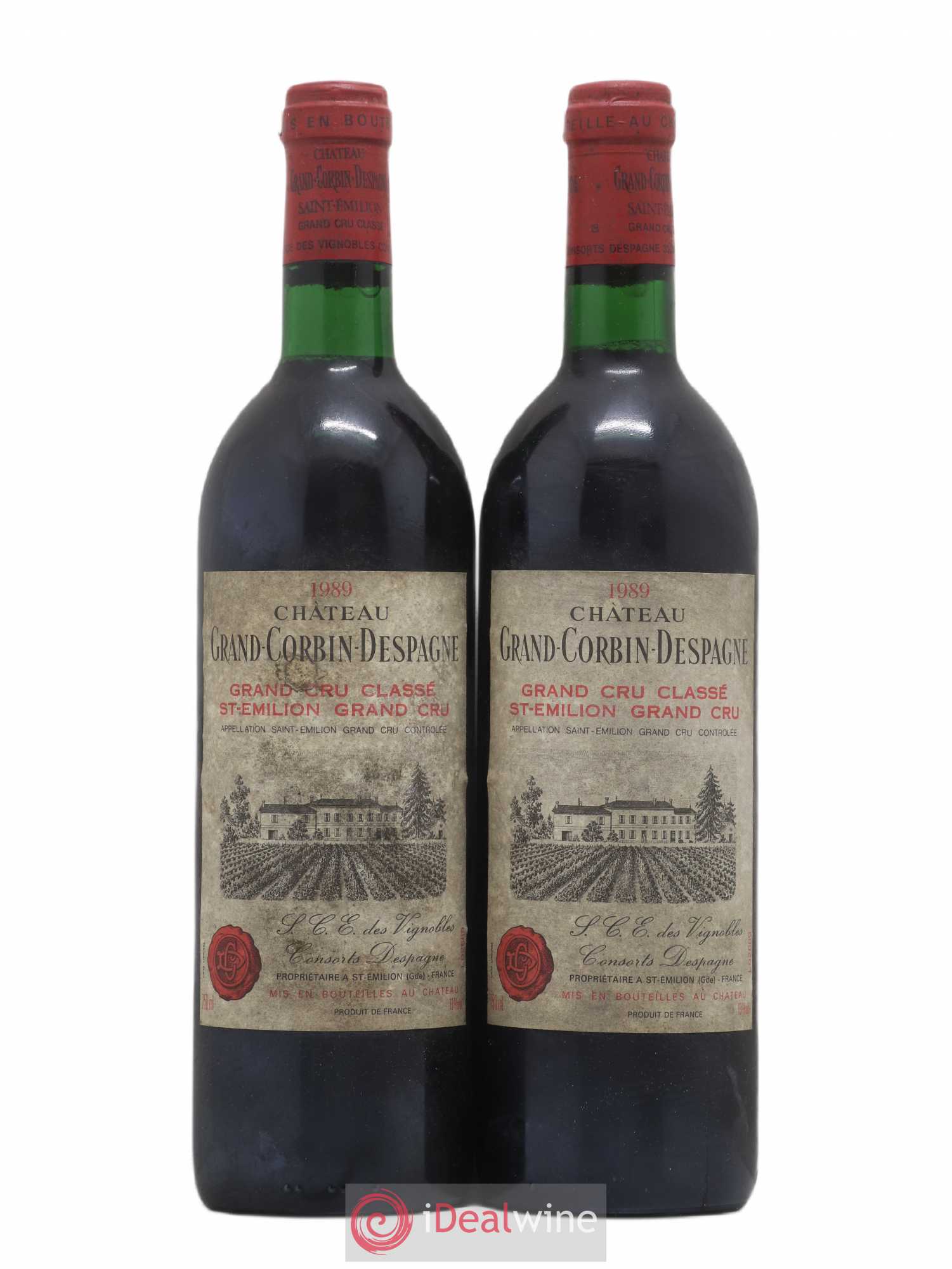 Château Grand Corbin Despagne Grand Cru Classé 1989 - Lot de 2 bouteilles - 0