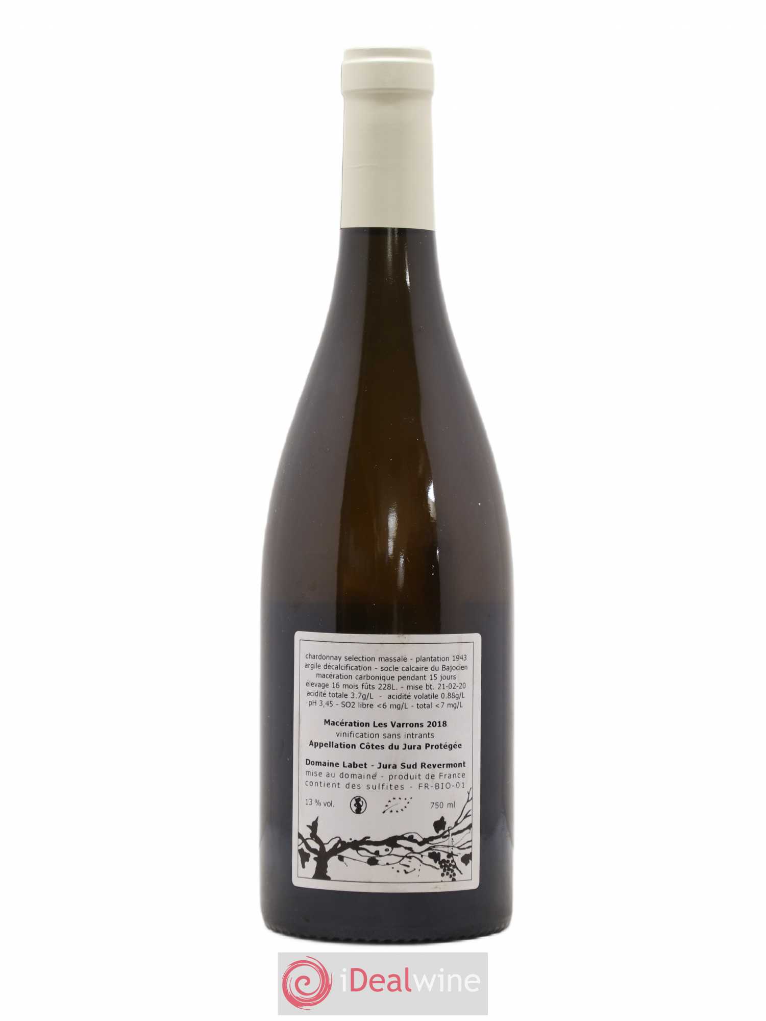 Côtes du Jura Chardonnay Les Varrons Macération Romain - Julien - Charline Labet 2018 - Lot de 1 bouteille - 1