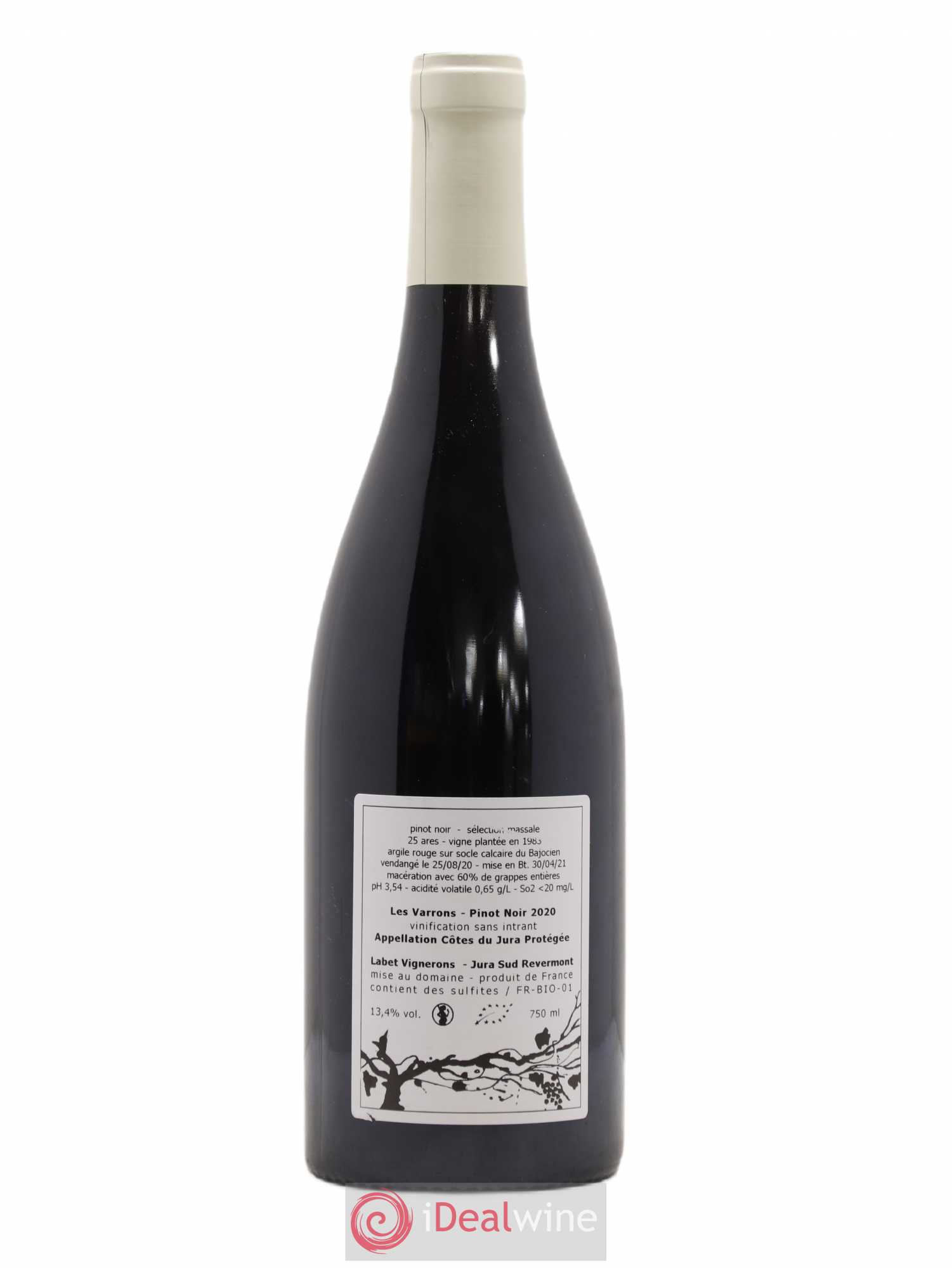 Côtes du Jura Pinot Noir Les Varrons Sélection Massale Romain - Julien - Charline Labet 2020 - Lot de 1 bouteille - 1