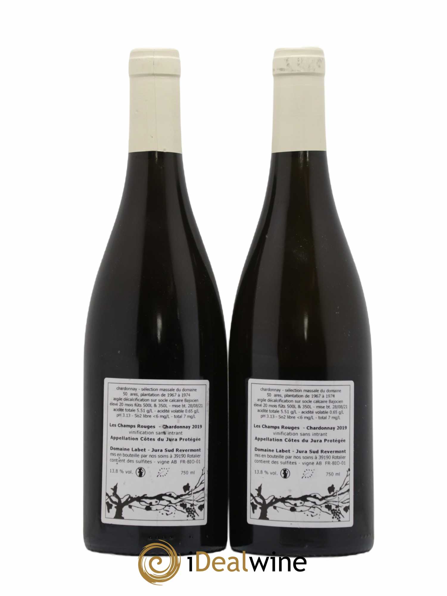 Côtes du Jura Chardonnay Les Champs Rouges Romain - Julien  - Charline Labet 2019 - Lot de 2 bouteilles - 1