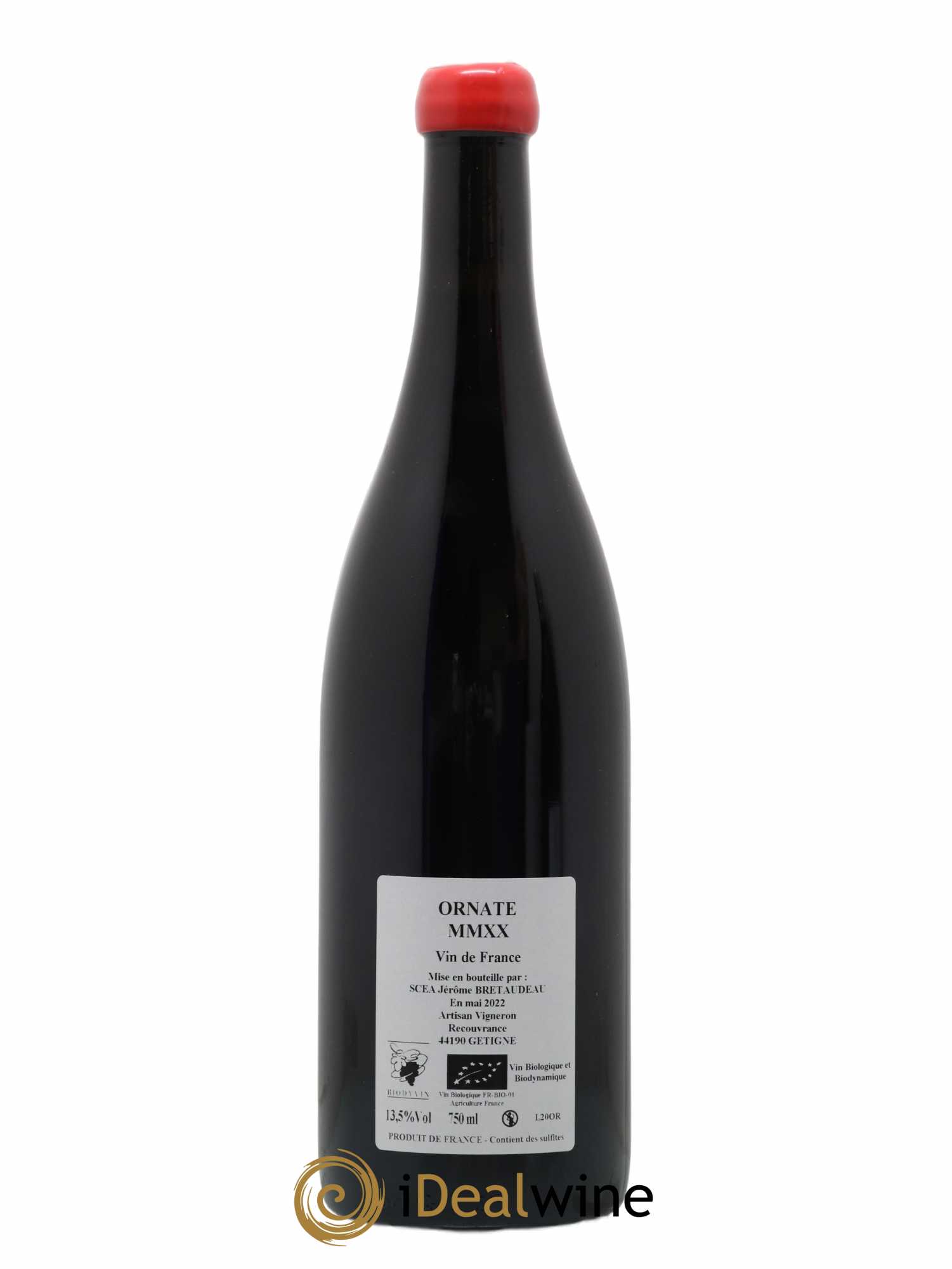 Vin de France Merlot Ornaté Jérôme Bretaudeau - Domaine de Bellevue  (sans prix de réserve) 2020 - Lot de 1 bouteille - 1