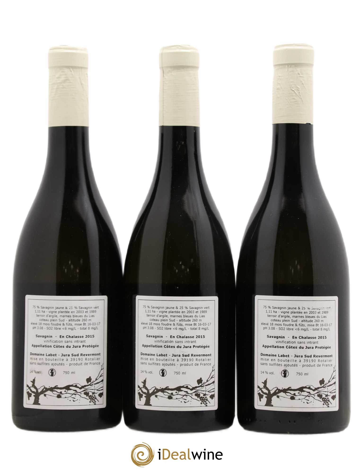 Côtes du Jura Fleur de Savagnin En Chalasse Romain - Julien - Charline Labet En Chalasse 2015 - Posten von 3 Flaschen - 1