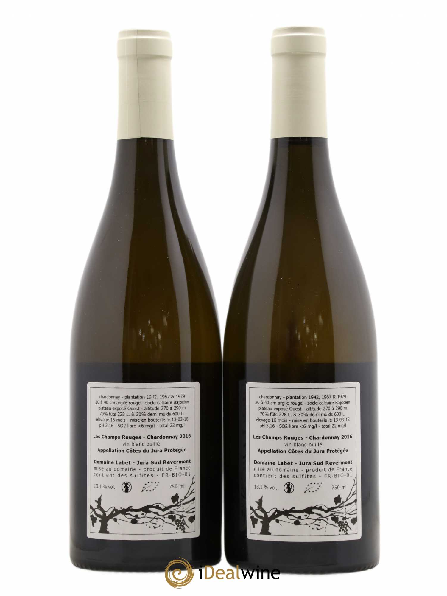Côtes du Jura Chardonnay Les Champs Rouges Romain - Julien - Charline Labet 2016 - Lot de 2 bouteilles - 1