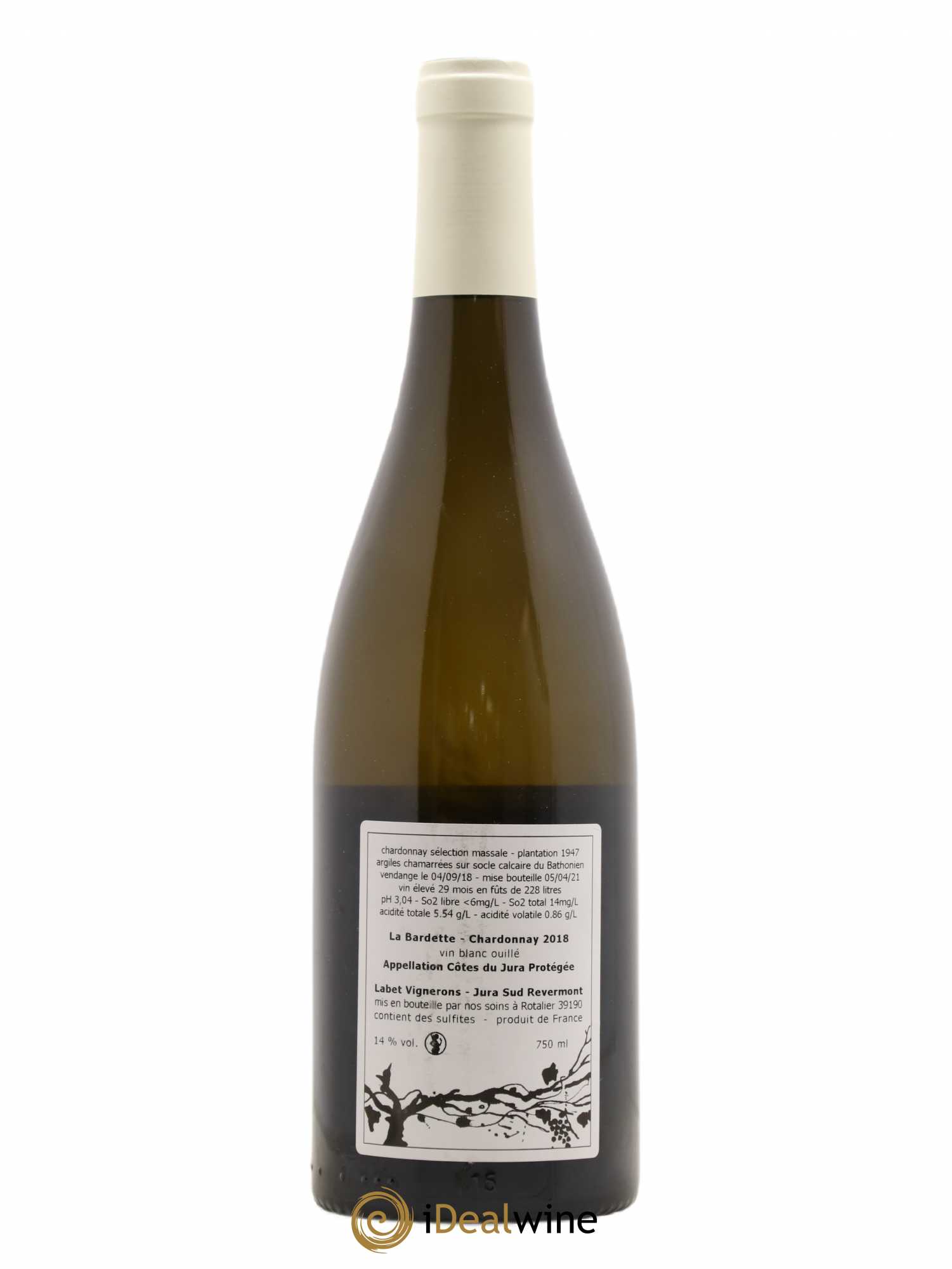 Côtes du Jura Chardonnay La Bardette Romain - Julien - Charline Labet 2018 - Lot de 1 bouteille - 1