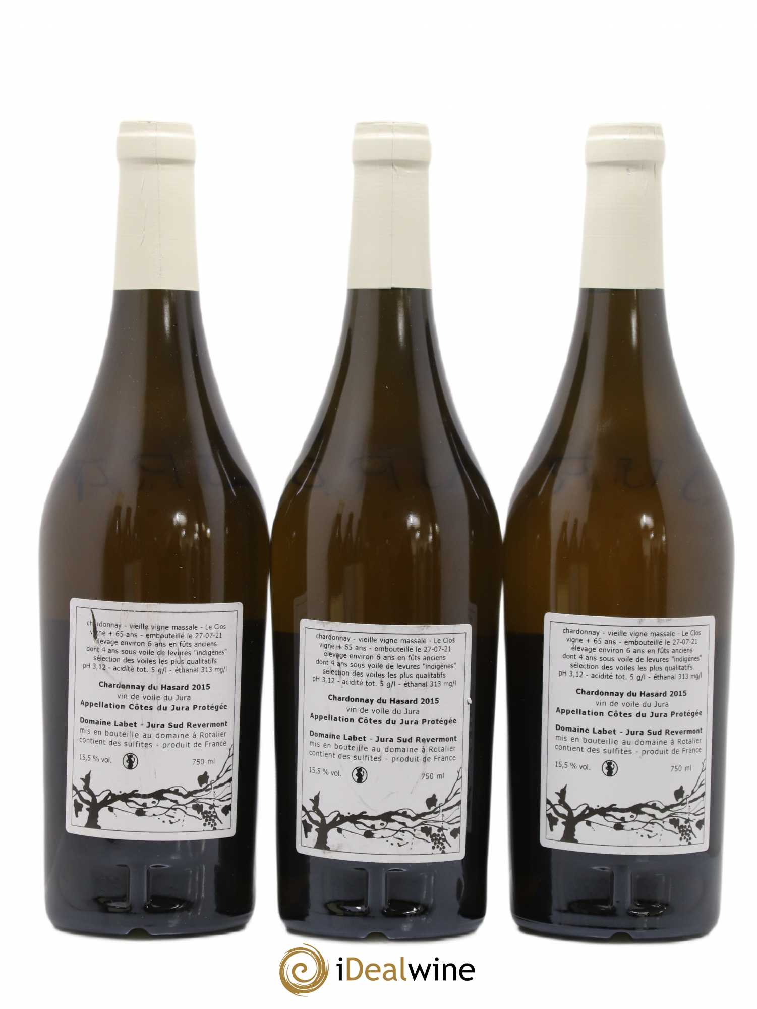 Côtes du Jura Vin de voile Chardonnay du Hasard Romain - Julien - Charline Labet 2015 - Lot de 3 bouteilles - 1