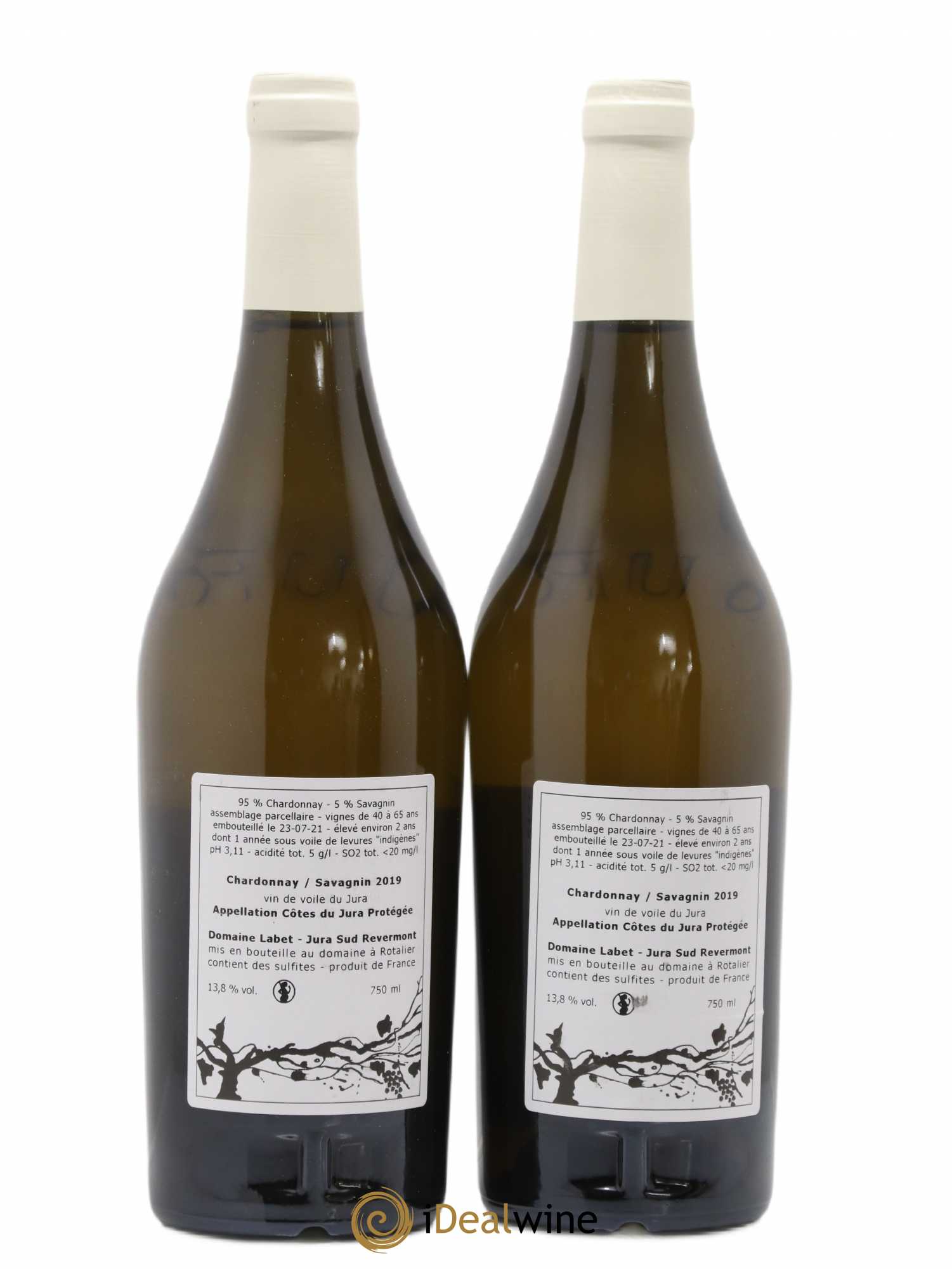 Côtes du Jura Vin de Voile Chardonnay-Savagnin cuvée de garde Romain - Julien - Charline Labet 2019 - Lot de 2 bouteilles - 1