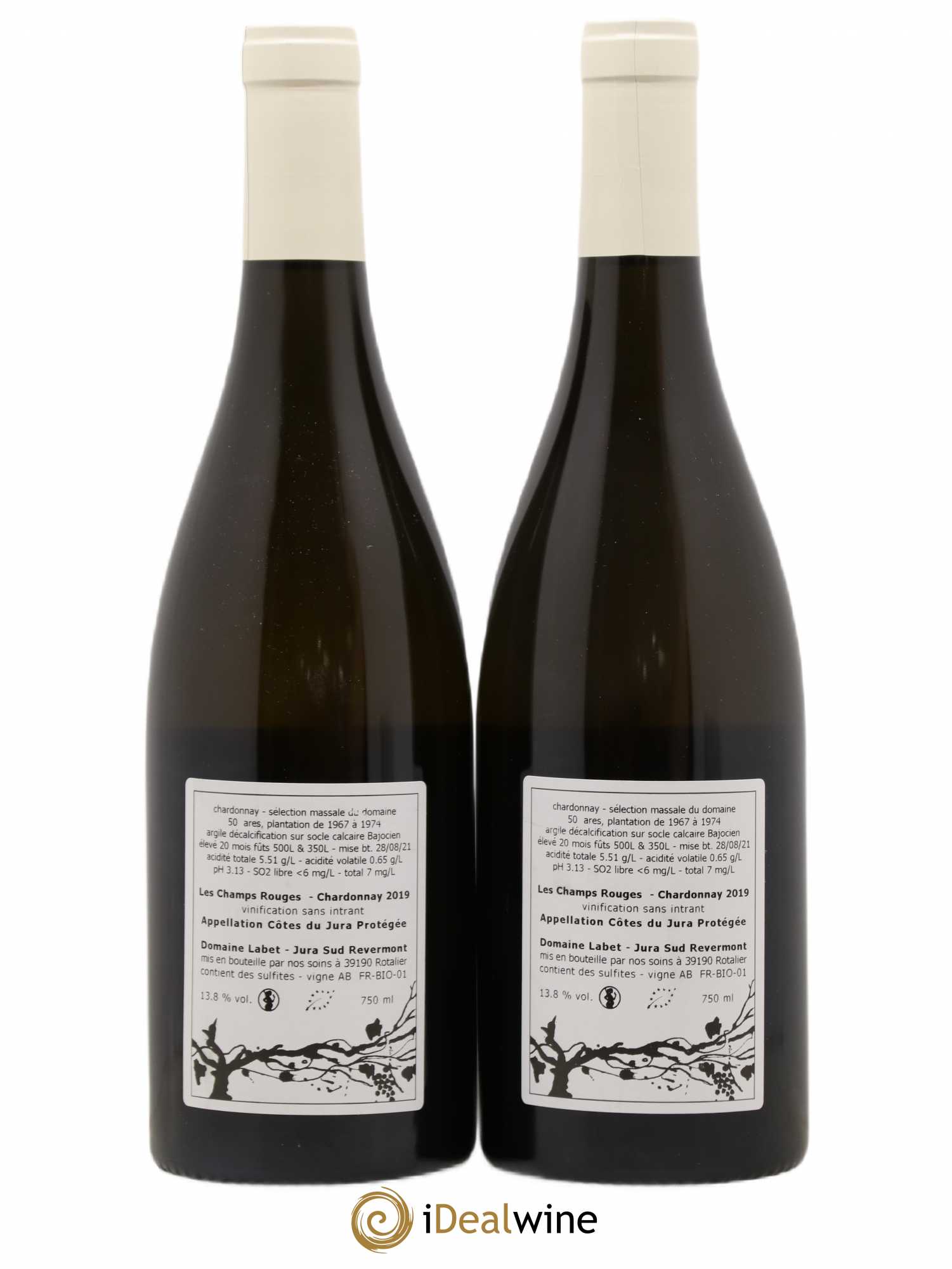 Côtes du Jura Chardonnay Les Champs Rouges Romain - Julien - Charline Labet 2019 - Posten von 2 Flaschen - 1