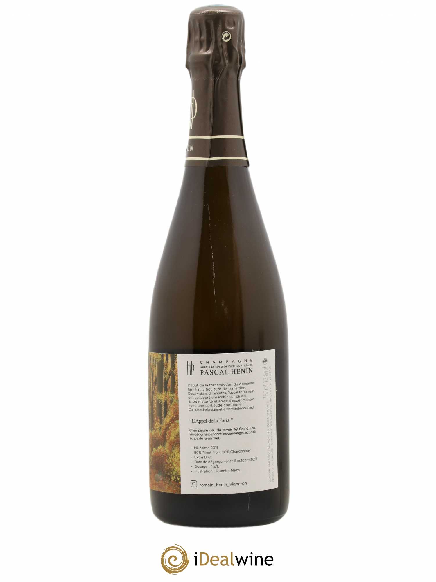 Champagne L'Appel de la Fôret Domaine Romain Henin 2015 - Lot de 1 bouteille - 1