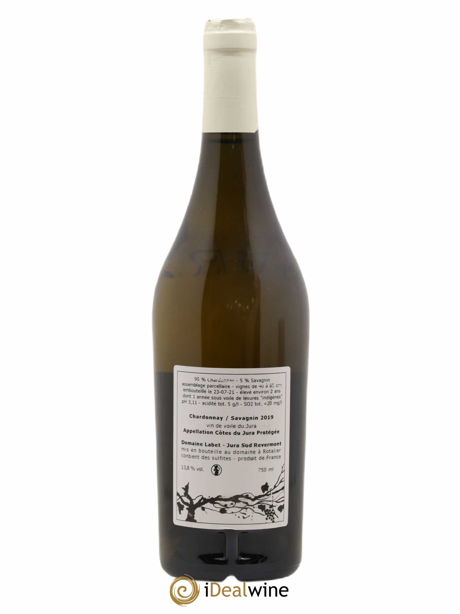 Côtes du Jura Vin de Voile Chardonnay-Savagnin cuvée de garde Romain - Julien - Charline Labet 2019 - Lot de 1 bouteille - 1