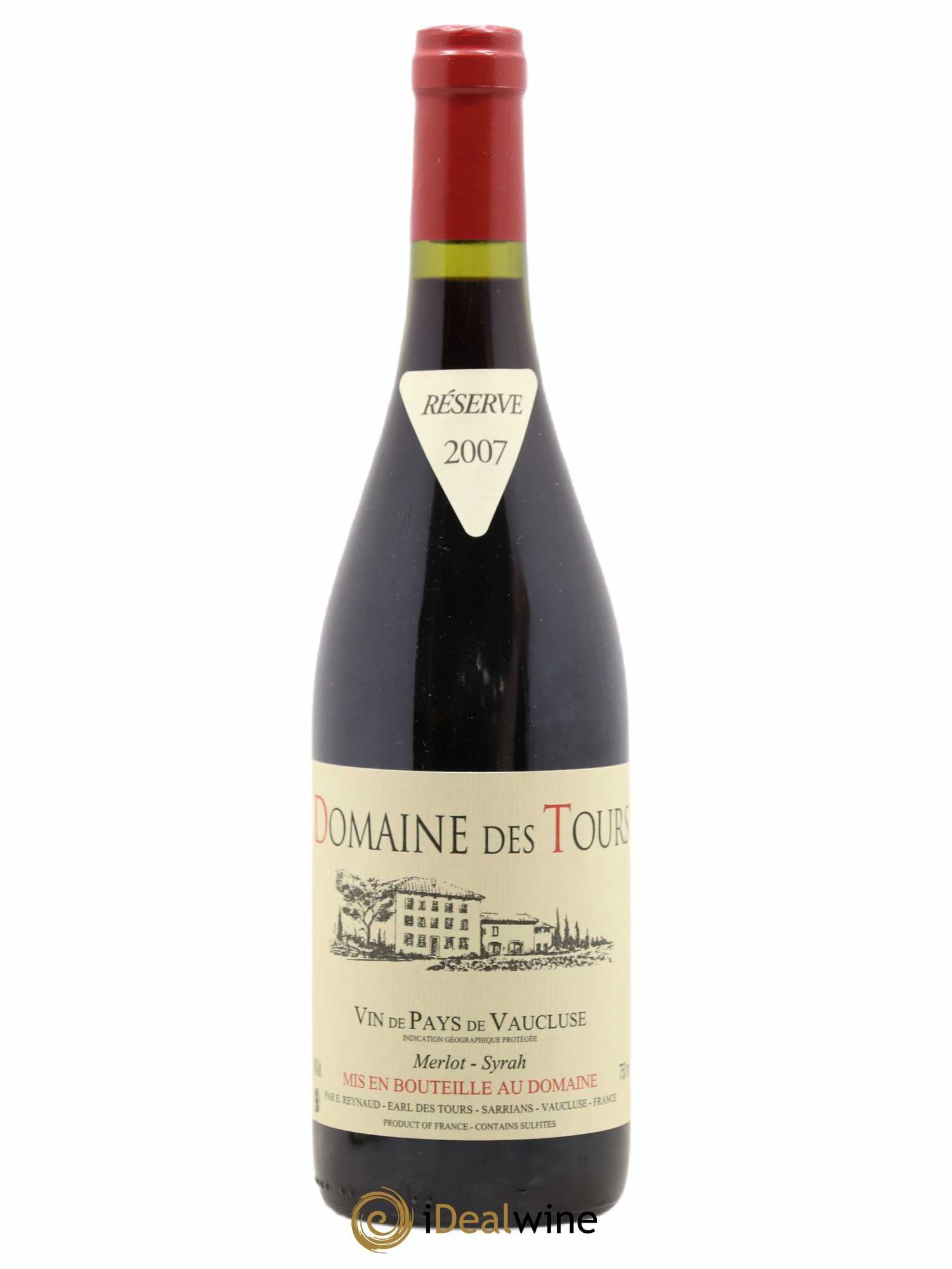 Vaucluse Domaine des Tours Merlot-Syrah Emmanuel Reynaud 2007 - Lot de 1 bouteille - 0
