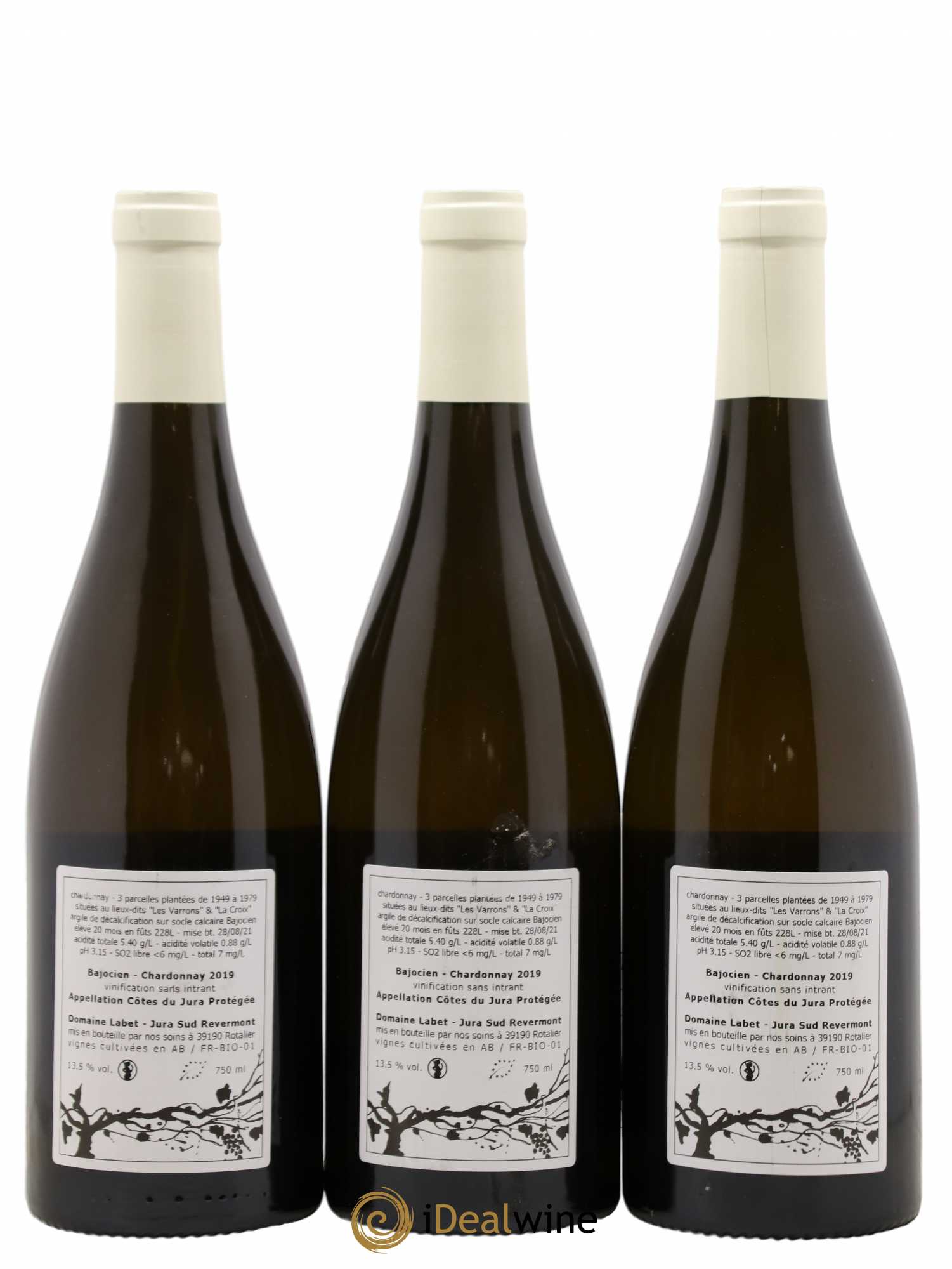 Côtes du Jura Chardonnay Bajocien Romain - Julien - Charline Labet 2019 - Lot de 3 bouteilles - 1