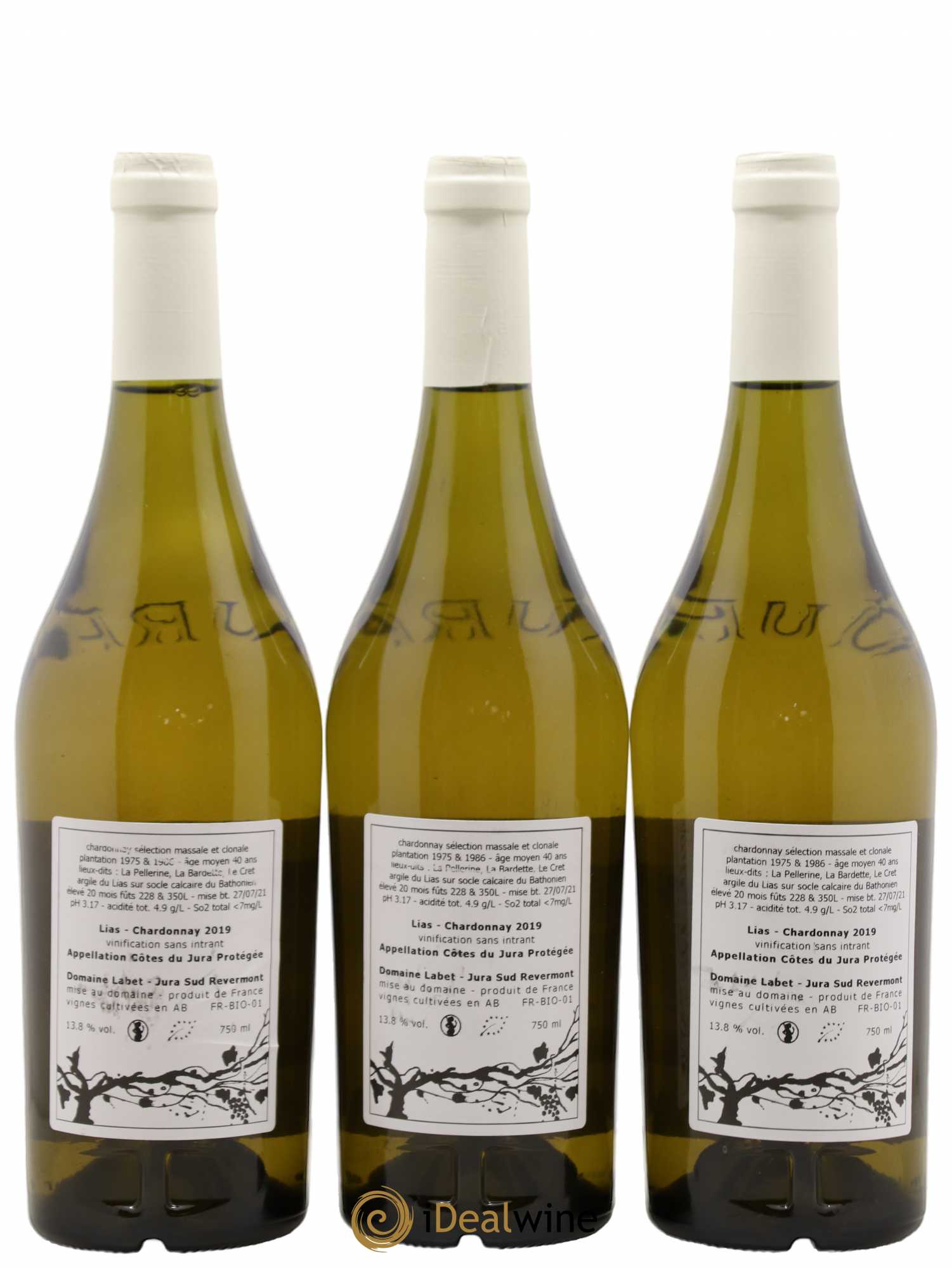 Côtes du Jura Chardonnay Lias Romain - Julien - Charline Labet 2019 - Lot de 3 bouteilles - 1