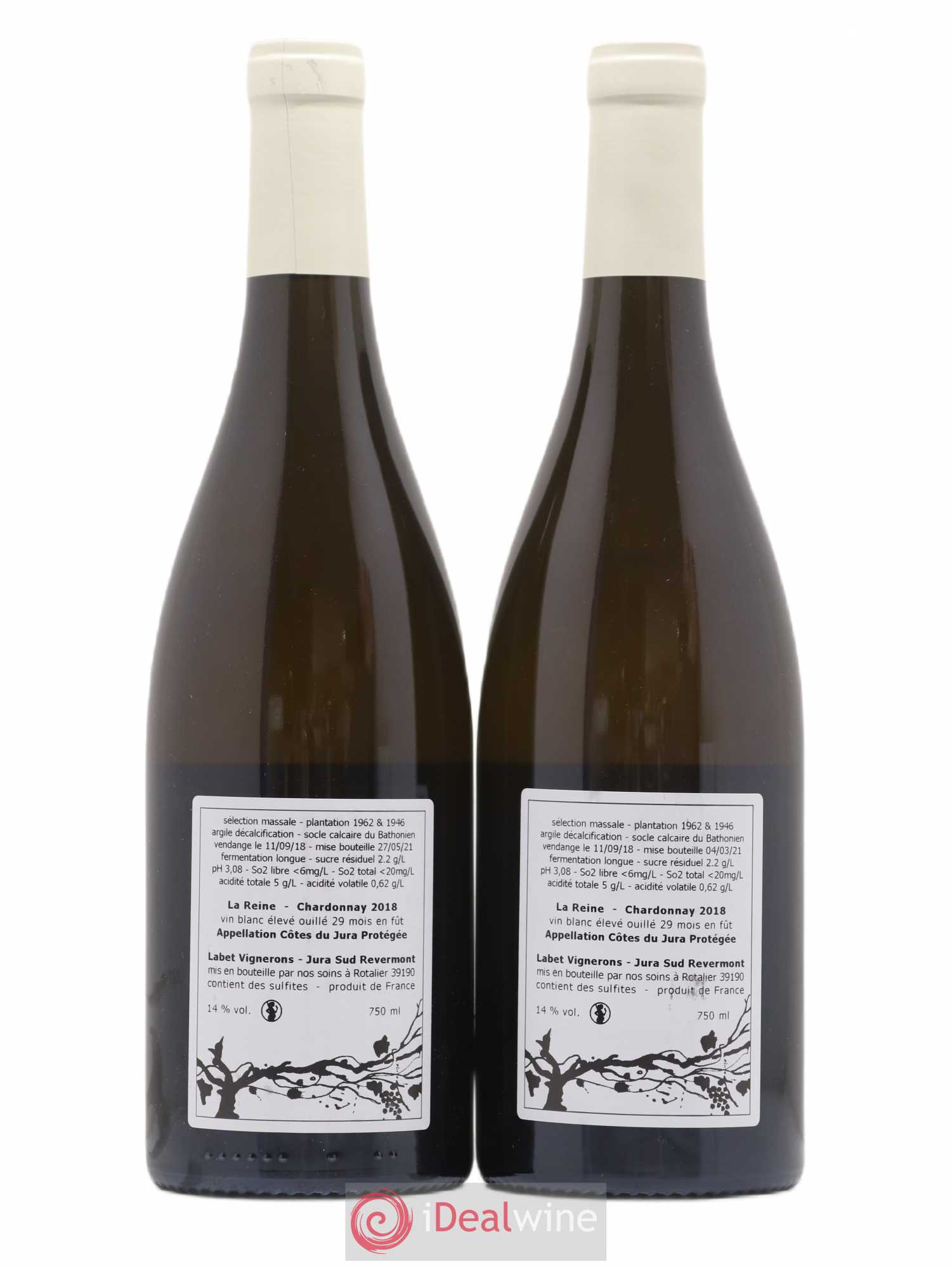 Côtes du Jura Chardonnay La Reine Romain - Julien - Charline Labet 2018 - Lot de 2 bouteilles - 1