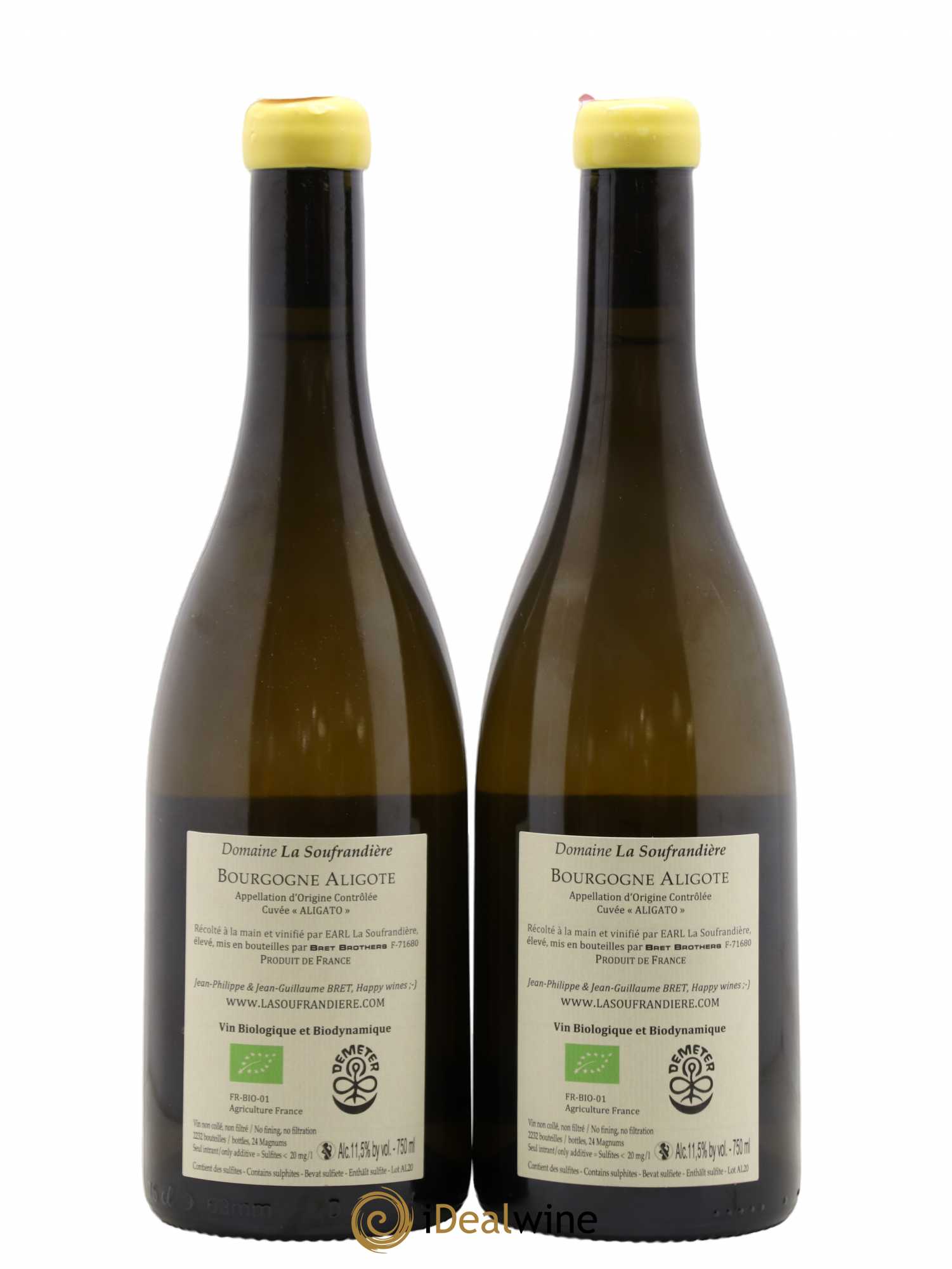 Bourgogne aligoté Cuvée Zen Aligato La Soufrandière - Bret Brothers (sans prix de réserve) 2020 - Posten von 2 Flaschen - 1