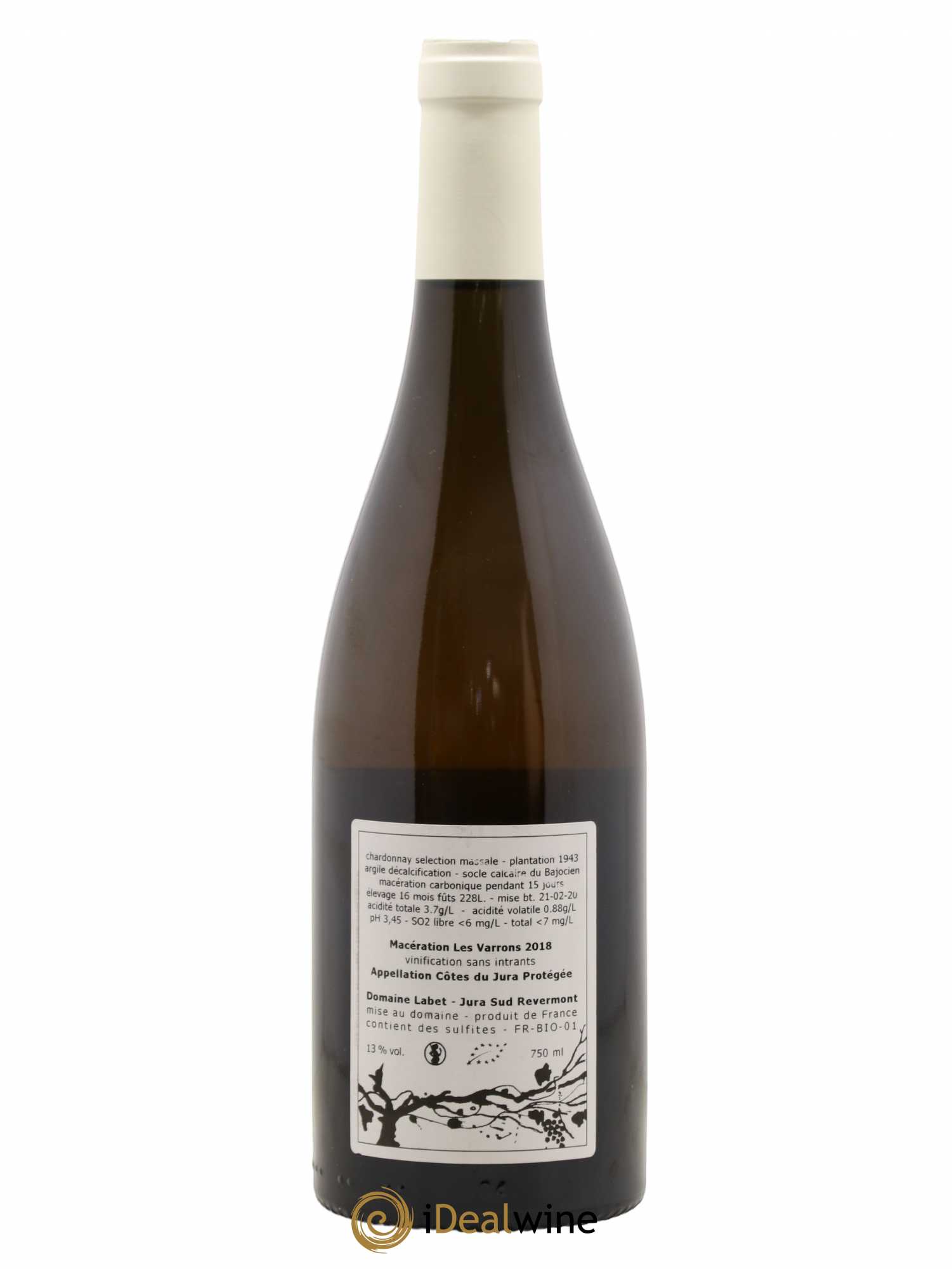 Côtes du Jura Chardonnay Les Varrons Macération Romain - Julien - Charline Labet 2018 - Lot de 1 bouteille - 1