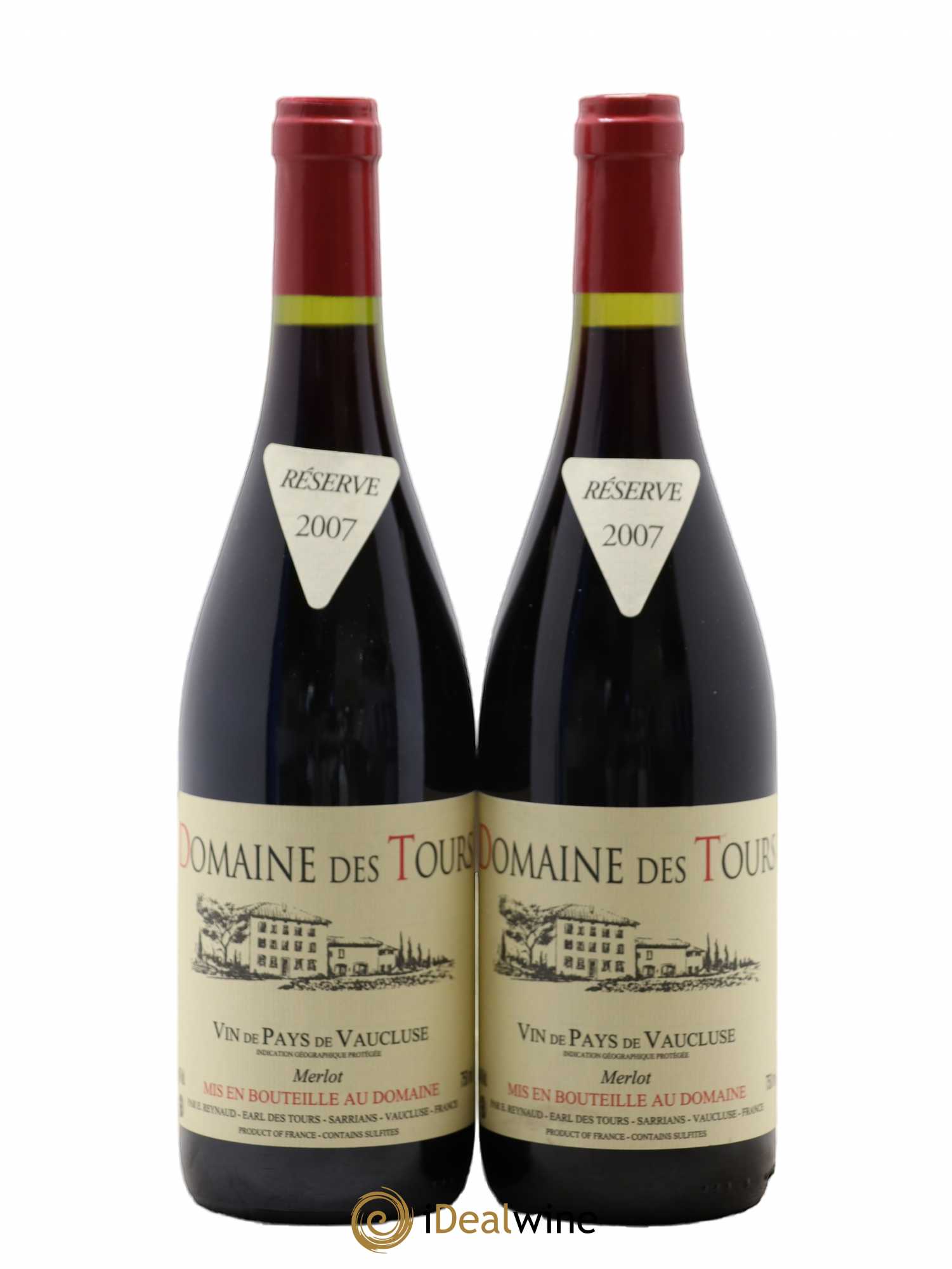 Vaucluse Domaine des Tours Merlot Emmanuel Reynaud 2007 - Lot de 2 bouteilles - 0