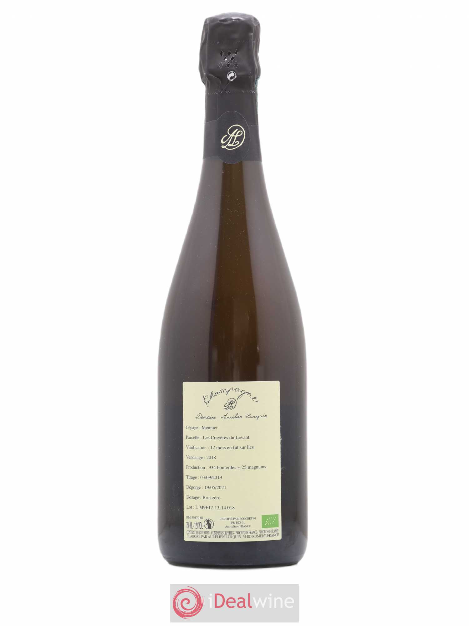 Meunier Les Crayères du Levant Aurélien Lurquin 2018 - Lot de 1 bouteille - 1
