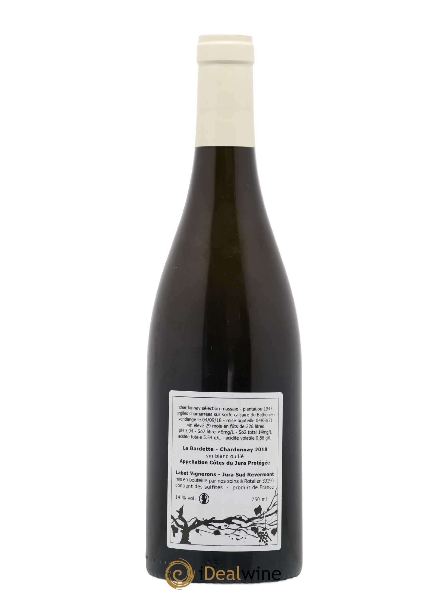 Côtes du Jura Chardonnay La Bardette Romain - Julien - Charline Labet 2018 - Lot de 1 bouteille - 1