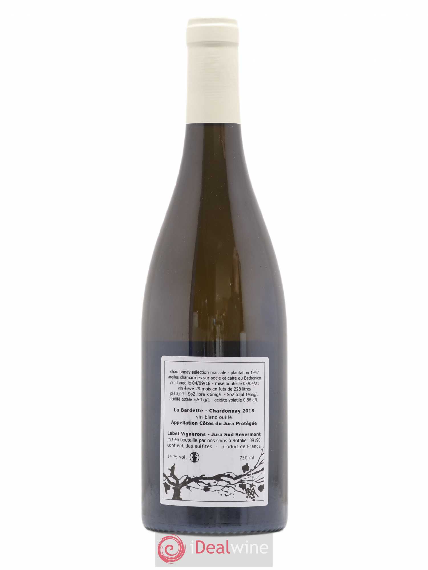 Côtes du Jura Chardonnay La Bardette Romain - Julien - Charline Labet 2018 - Lot de 1 bouteille - 1