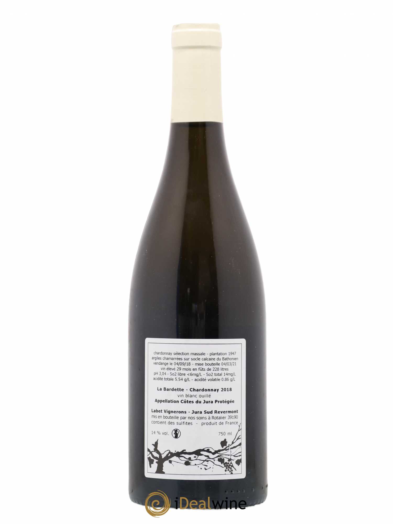 Côtes du Jura Chardonnay La Bardette Romain - Julien - Charline Labet 2018 - Lot de 1 bouteille - 1