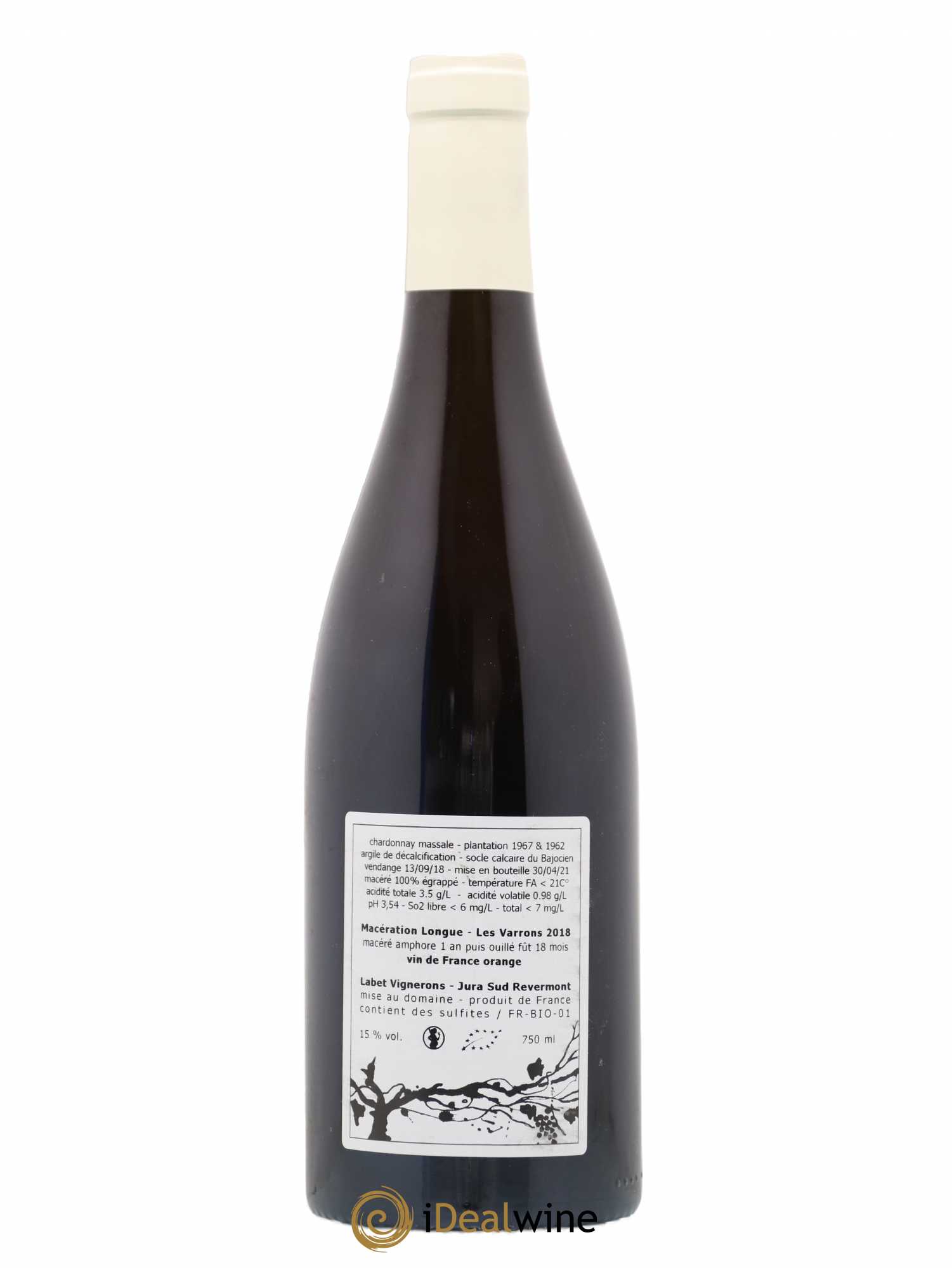 Côtes du Jura Chardonnay Les Varrons Macération Romain - Julien - Charline Labet 2018 - Lot de 1 bouteille - 1