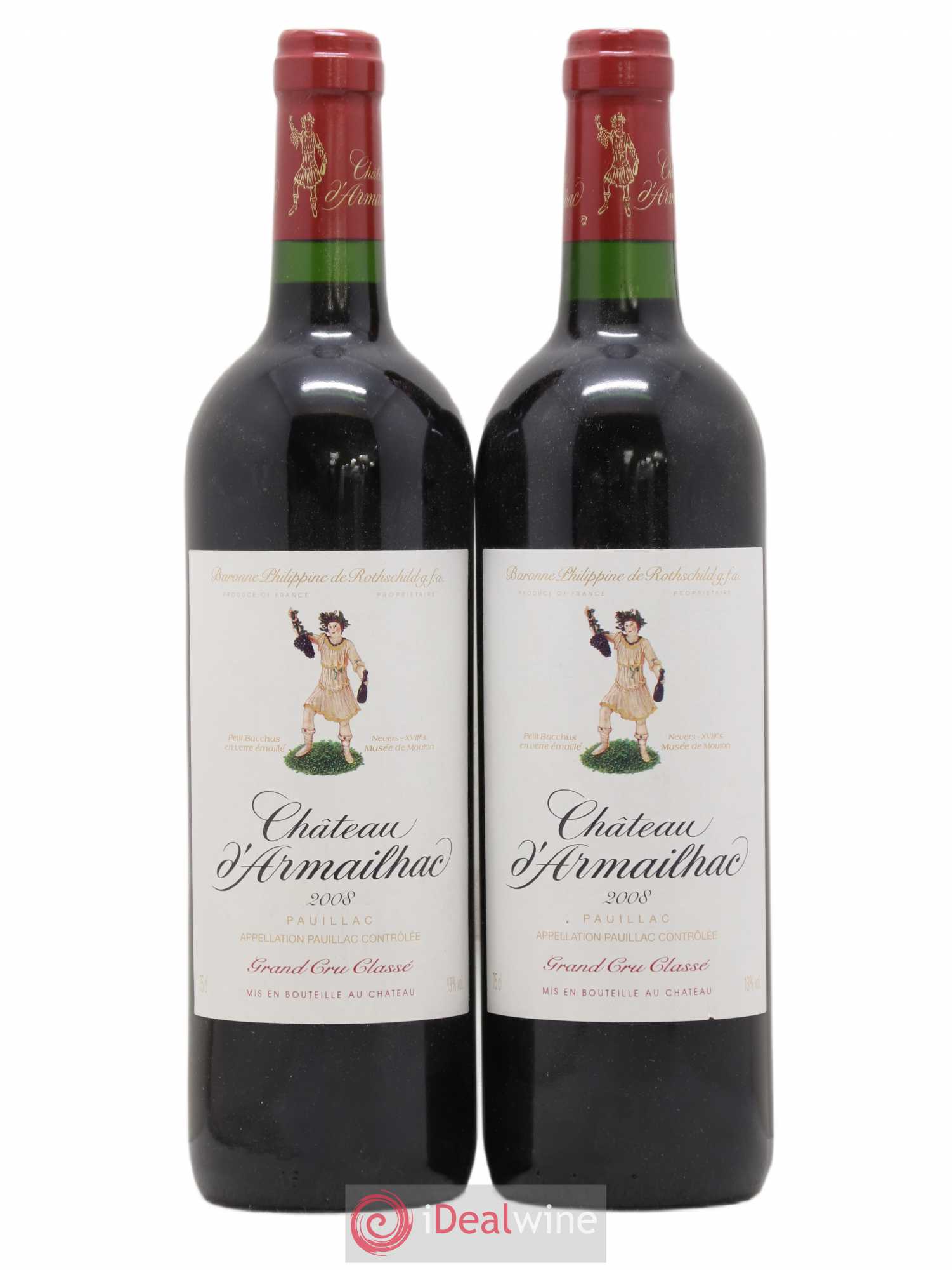 Château d' Armailhac - Mouton Baron(ne) Philippe 5ème Grand Cru Classé 2008 - Lot de 2 bouteilles - 0