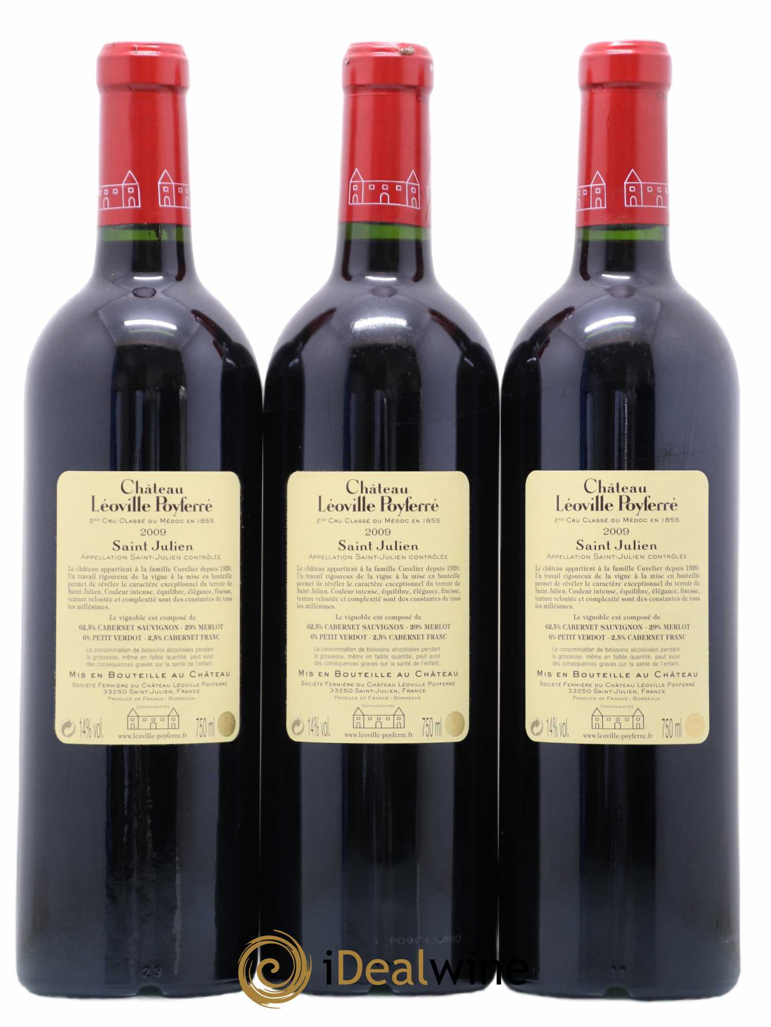 Château Léoville Poyferré 2ème Grand Cru Classé 2009 - Lot of 3 bottles - 1