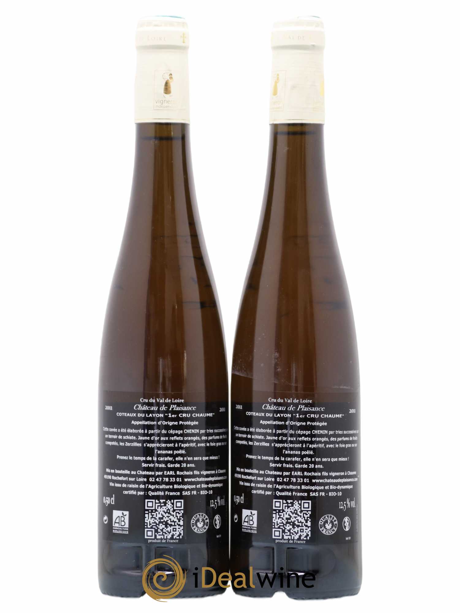 Coteaux du Layon 1er Cru Chaume les Zerzilles Château Plaisance 50cl 2011 - Lotto di 2 bottiglie - 1