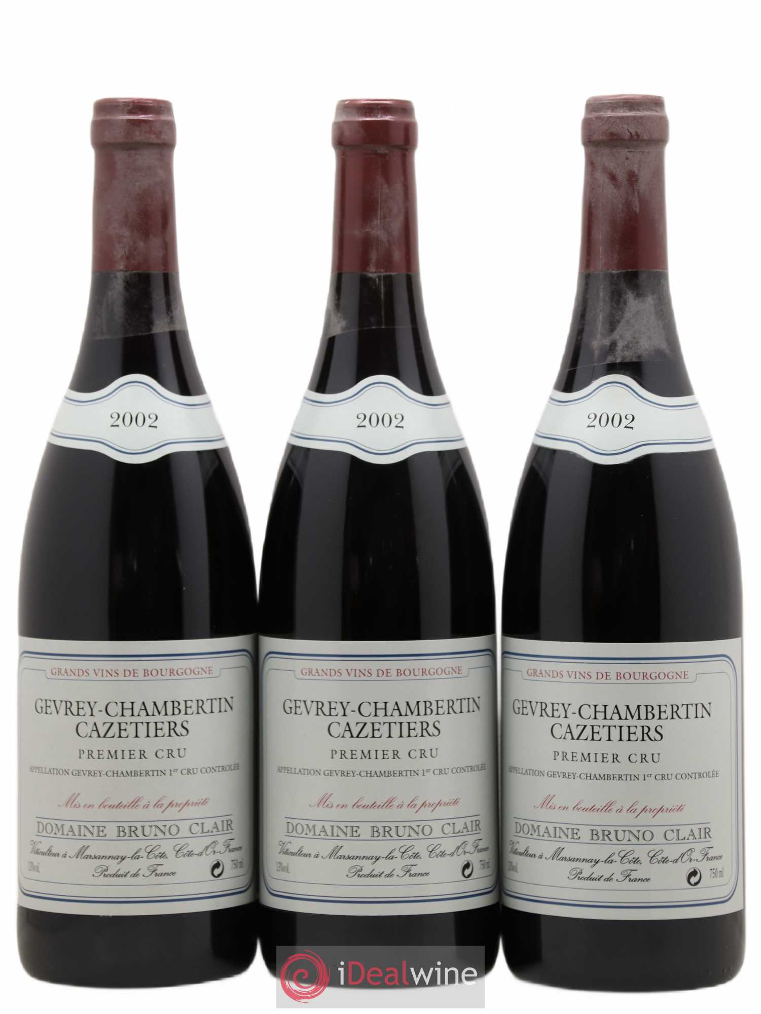 Gevrey-Chambertin 1er Cru Les Cazetiers Bruno Clair (Domaine) 2002 - Lot de 3 bouteilles - 0