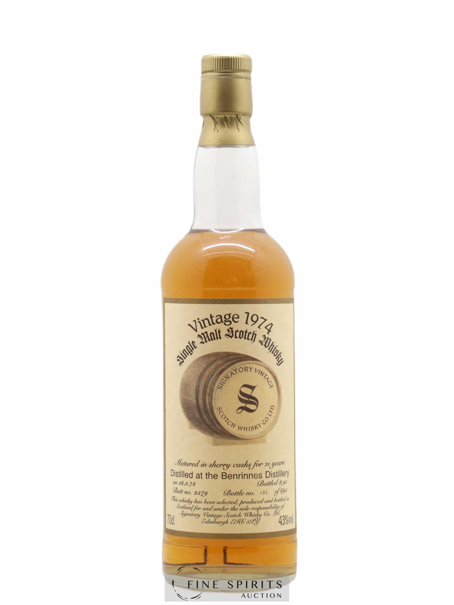 Benrinnes 21 years 1974 Signatory Vintage Butt n°2579 - One of 695 - bottled 1995 - Lot de 1 bouteille - 0