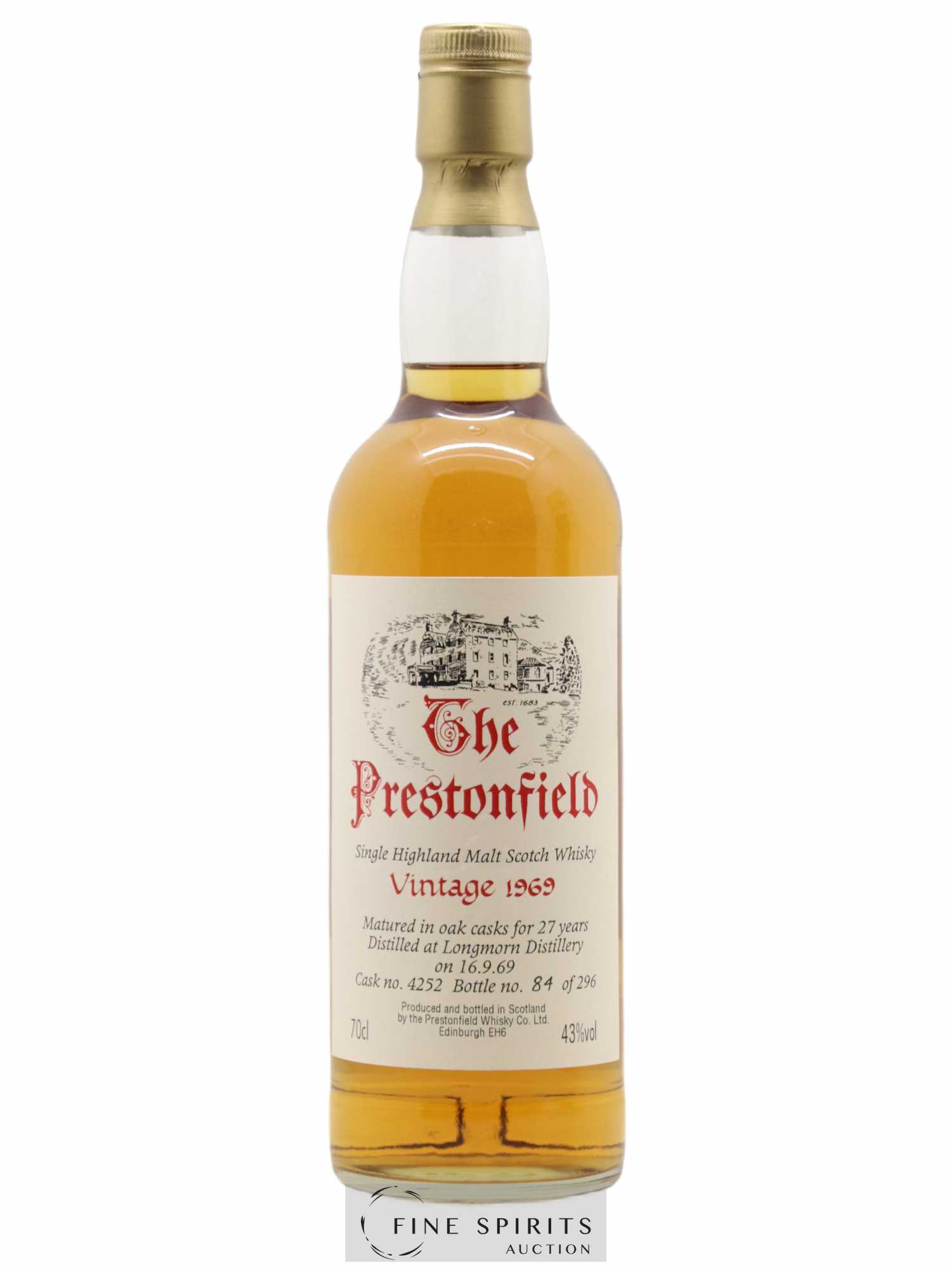 Longmorn 27 years 1969 The Prestonfield Cask n°4252 - One of 296 - Lot de 1 bouteille - 1