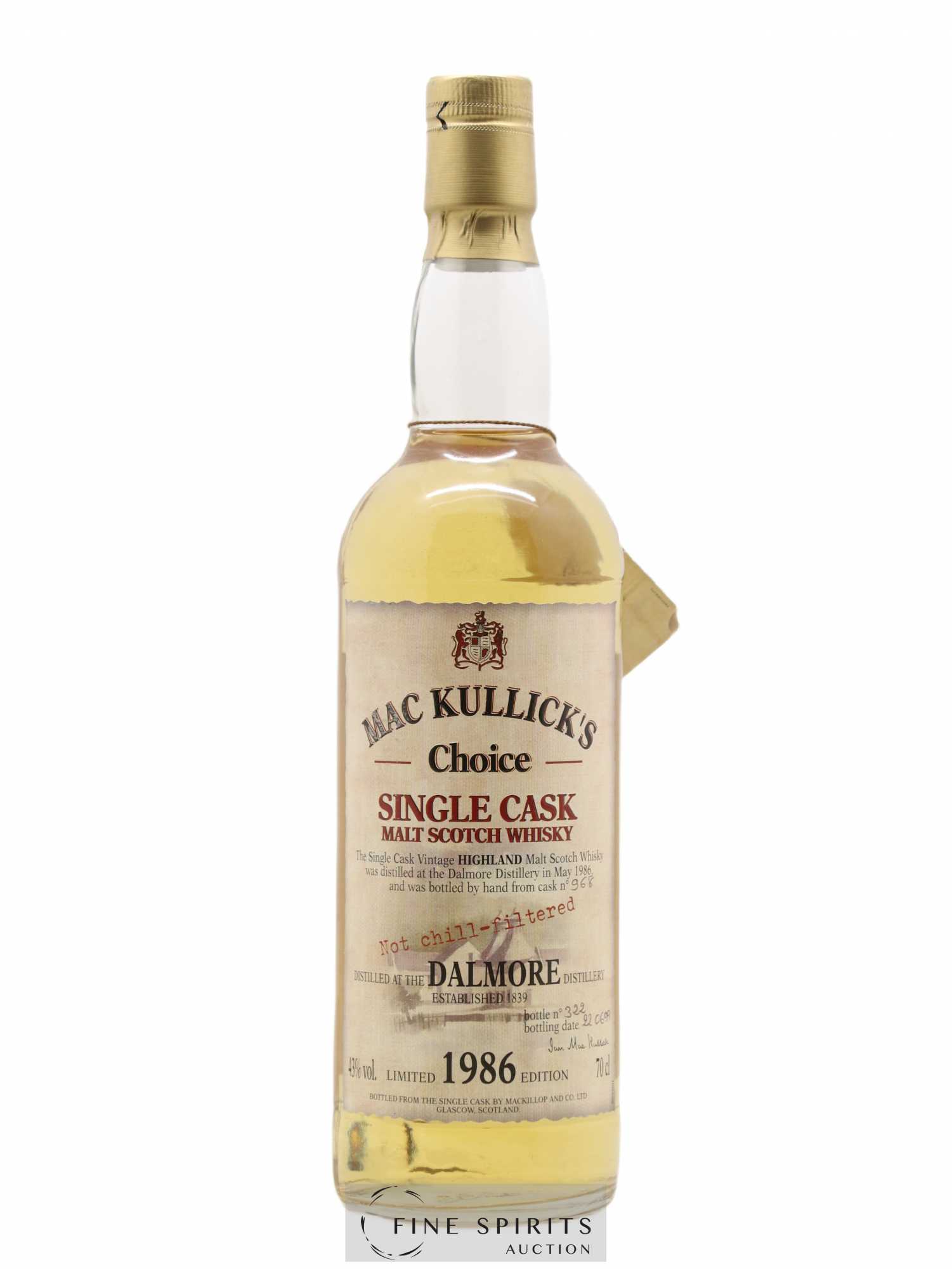 Dalmore 1986 MacKillop & Co. Mac Kullick's Choice Single Cask n°968 - bottled 1999 Limited Edition - Lot de 1 bouteille - 0