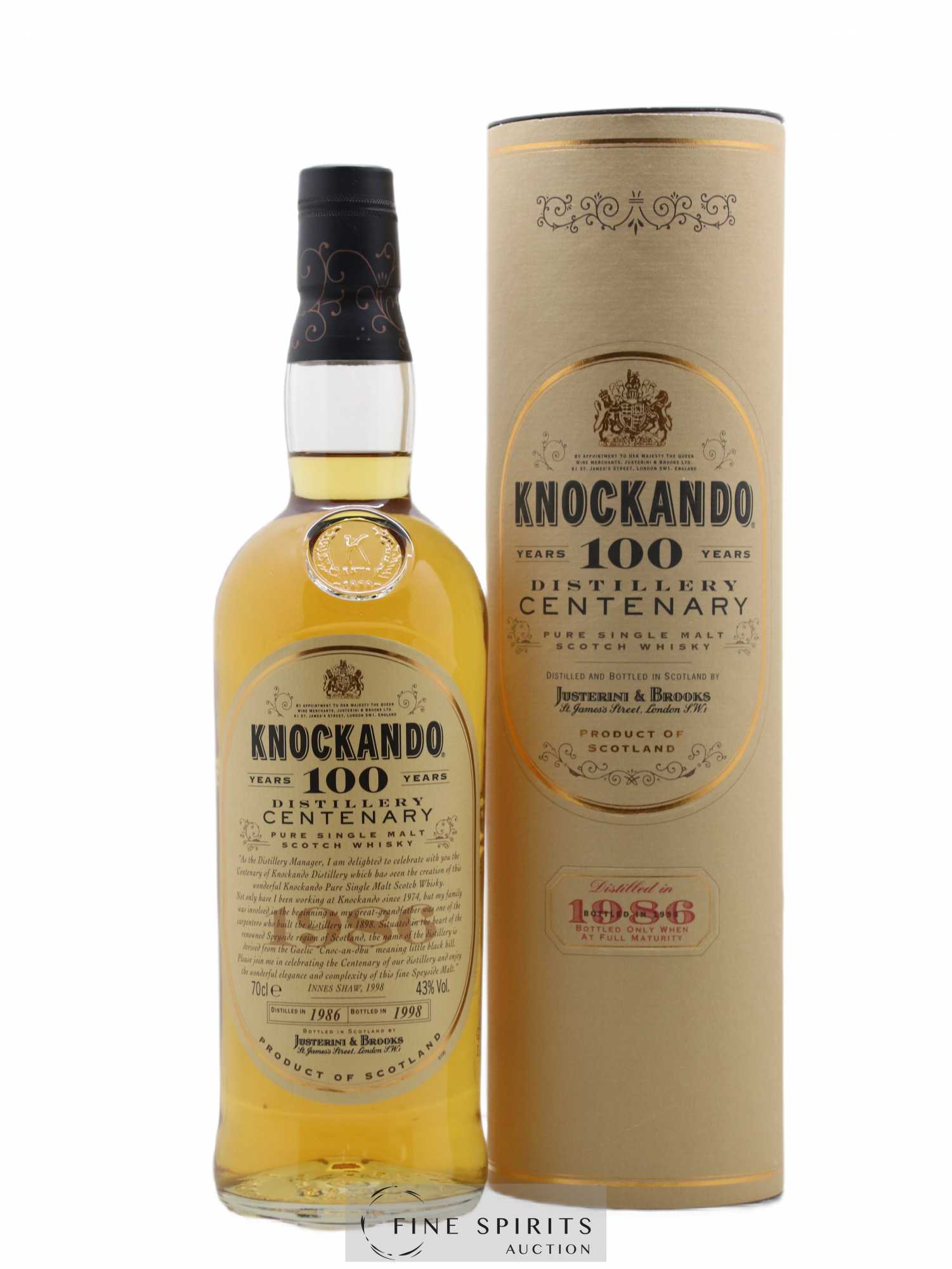 Knockando 1986 Of. 100 Years Distillery Centenary bottled 1998 - Lot of 1 bottle - 0