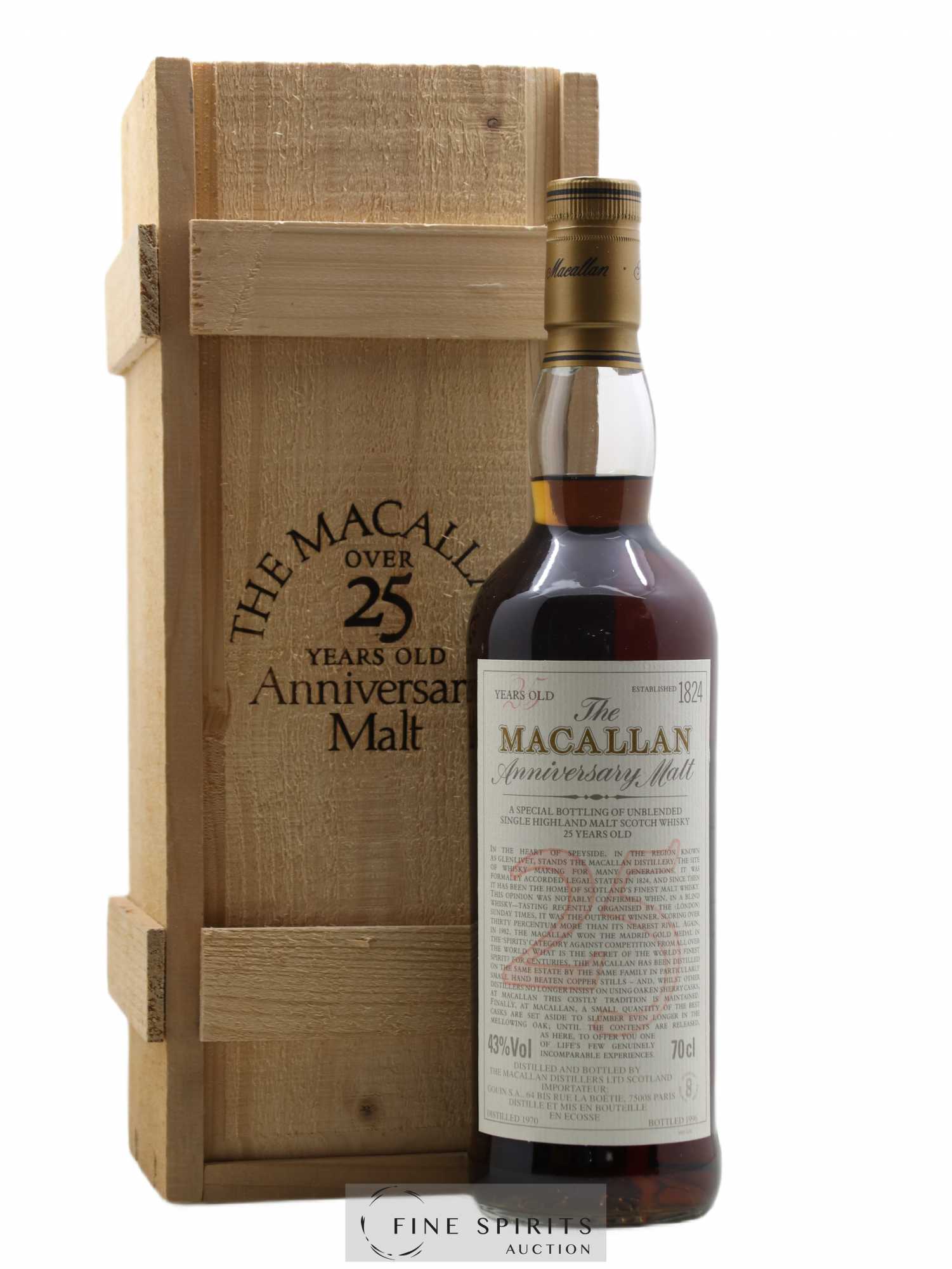Macallan (The) 25 years 1970 Of. Anniversary Malt bottled 1996 Special Bottling - Lot de 1 bouteille - 0