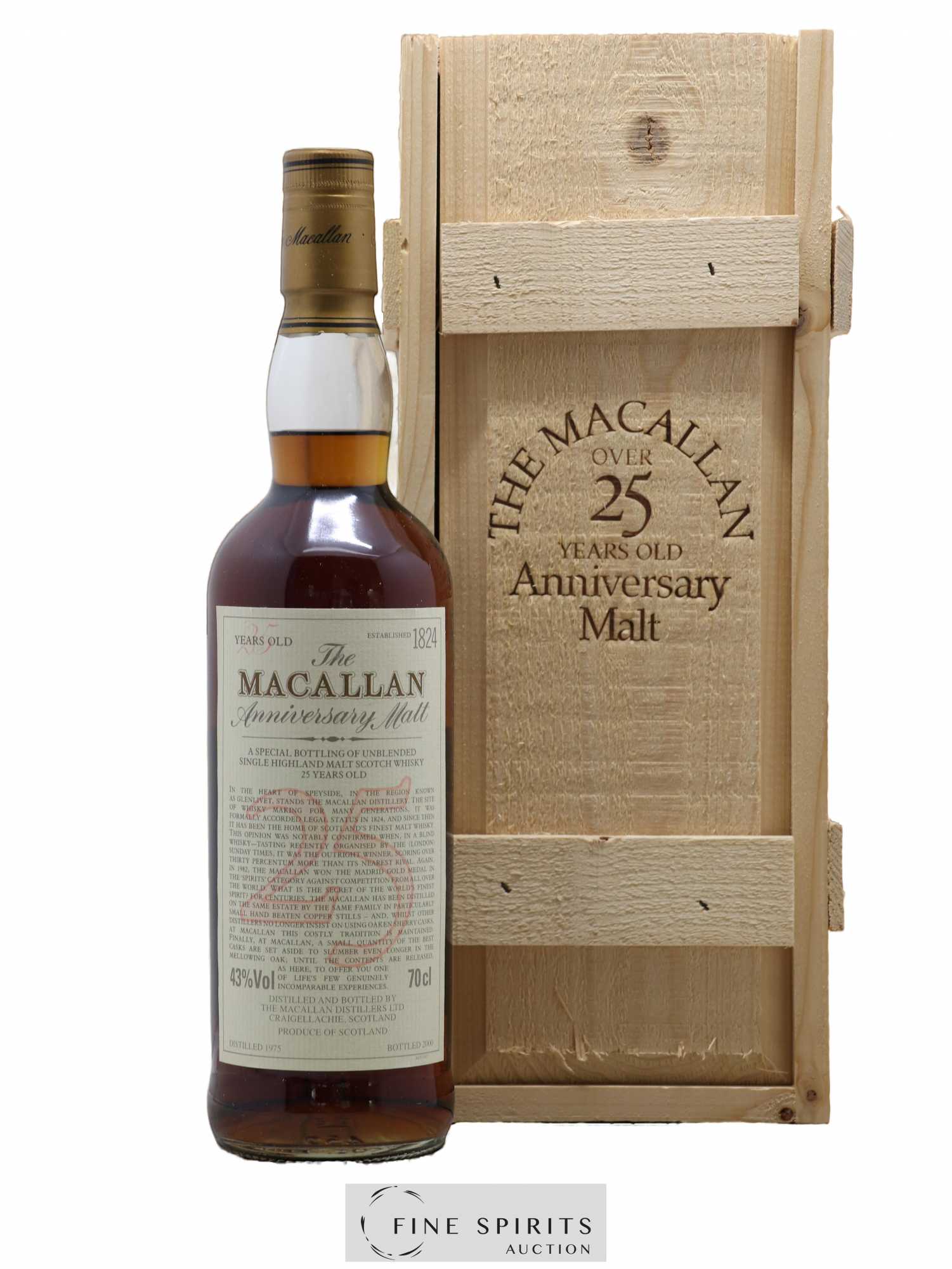 Macallan (The) 25 years 1974 Of. Anniversary Malt bottled 1999 Special Bottling - Lot de 1 bouteille - 0