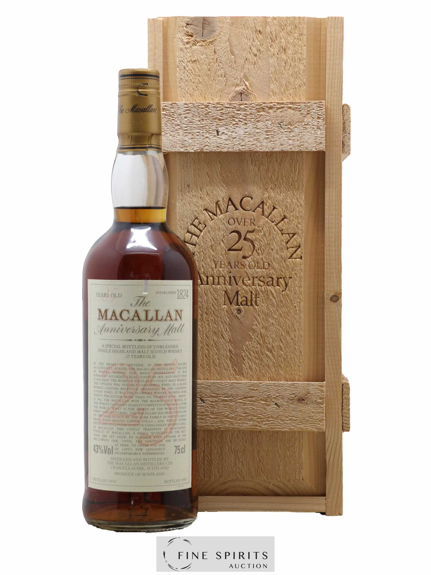 Macallan (The) 25 years 1974 Of. Anniversary Malt bottled 1999 Special Bottling - Lot de 1 bouteille - 0