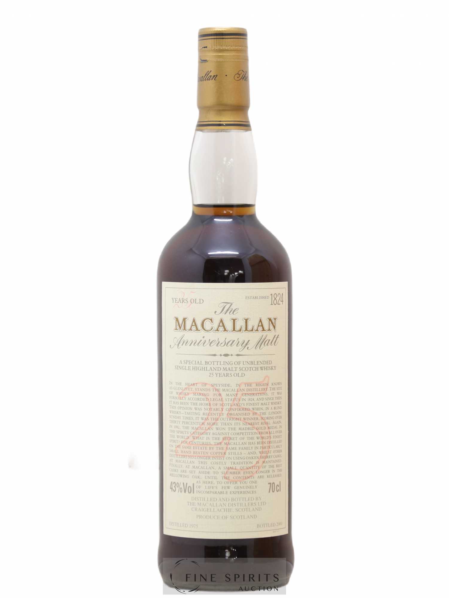 Macallan (The) 25 years 1975 Of. Anniversary Malt bottled 2000 Special Bottling - Lot de 1 bouteille - 1