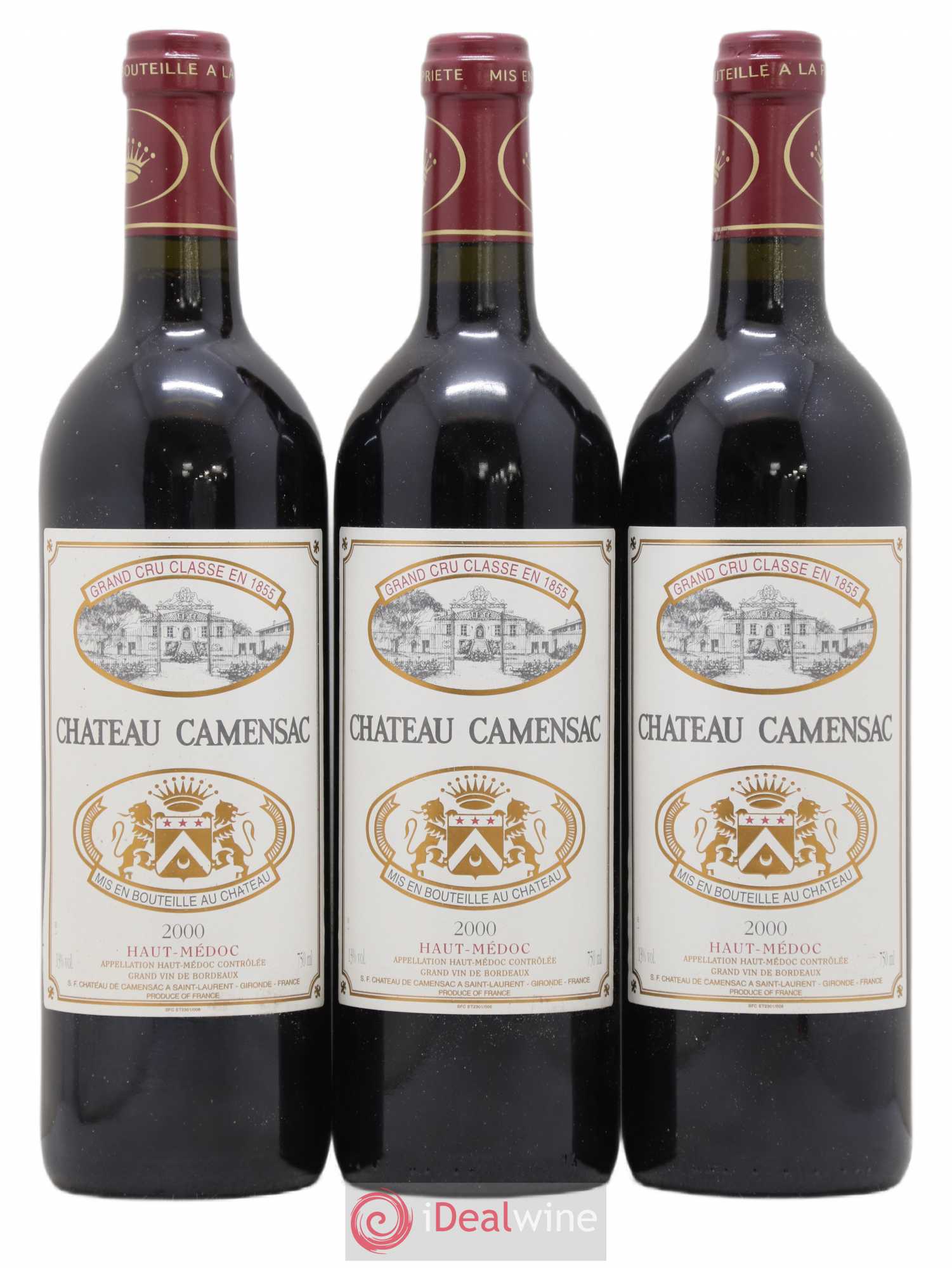 Château Camensac 5ème Grand Cru Classé 2000 - Lot de 3 bouteilles - 0