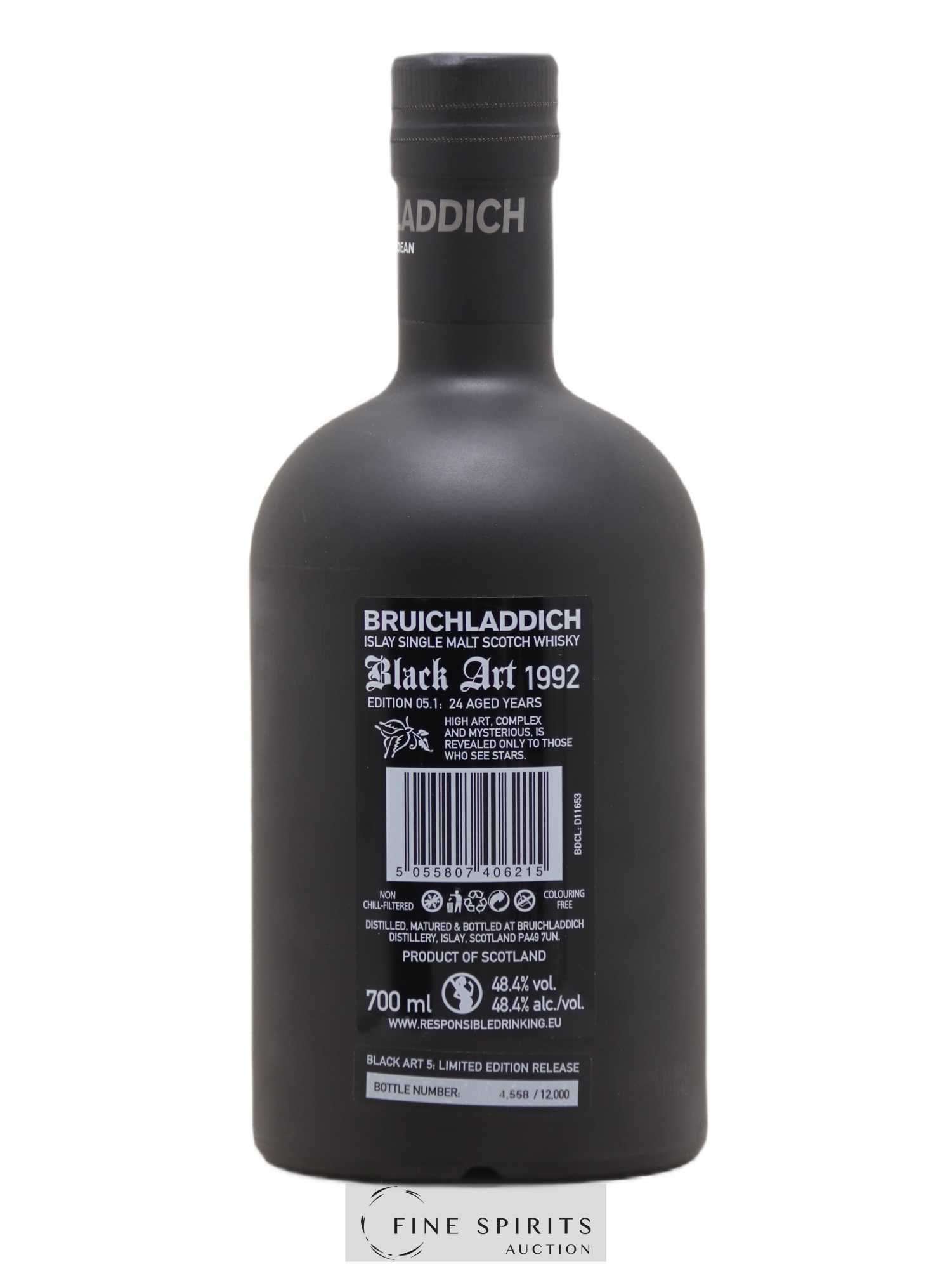 Bruichladdich 24 years 1992 Of. Black Art Edition 05.1 One of 12000 Unpeated - Lot de 1 bouteille - 2