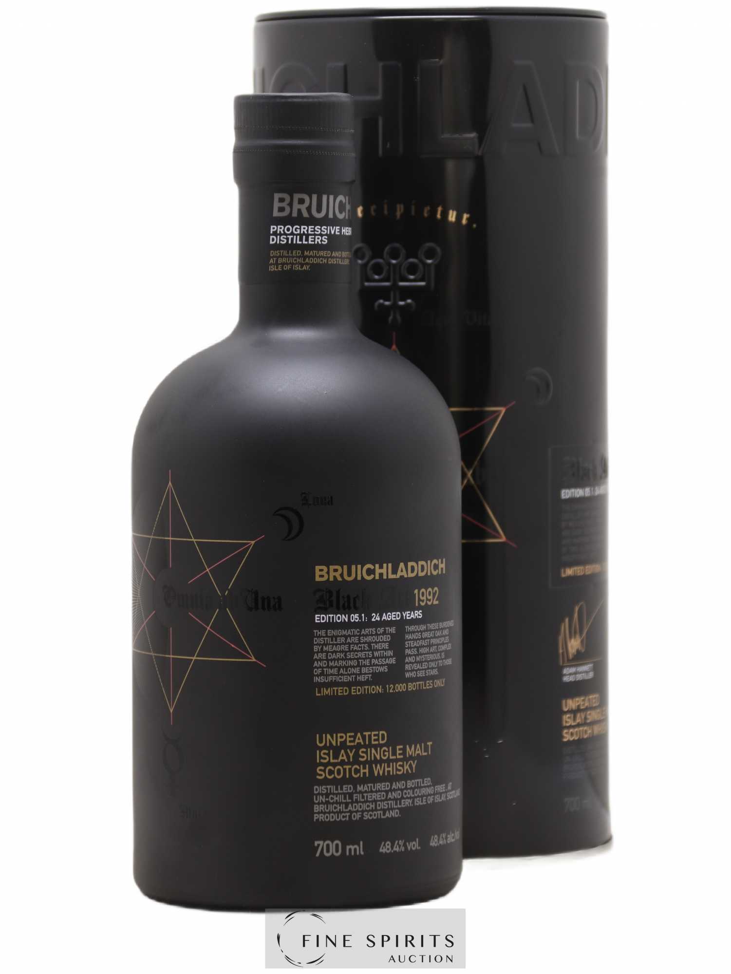 Bruichladdich 24 years 1992 Of. Black Art Edition 05.1 One of 12000 Unpeated - Lot de 1 bouteille - 0
