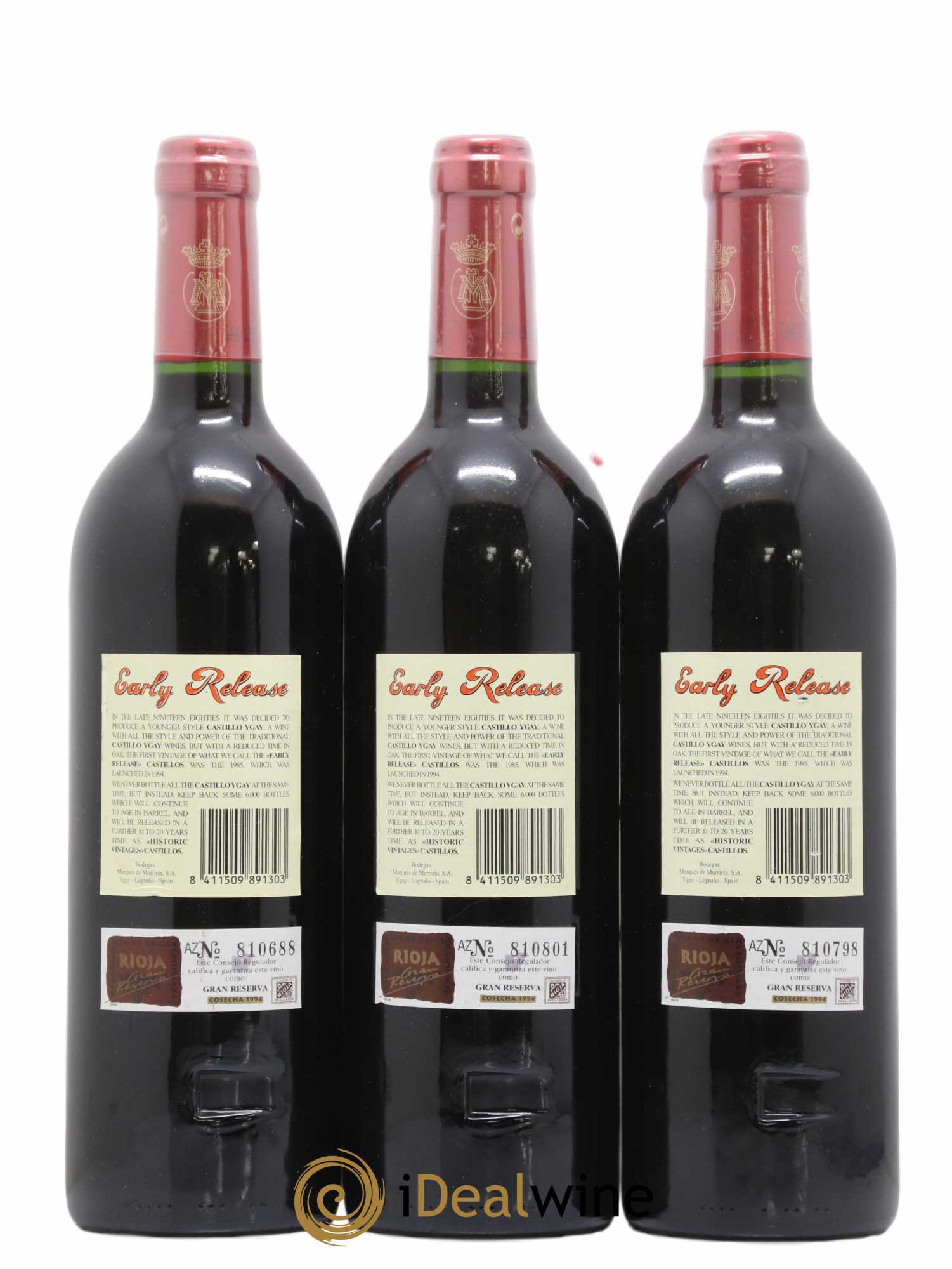 Rioja DOCA Castillo Ygay Reserva Especial Marqués de Murrieta 1994 - Lot of 3 bottles - 1
