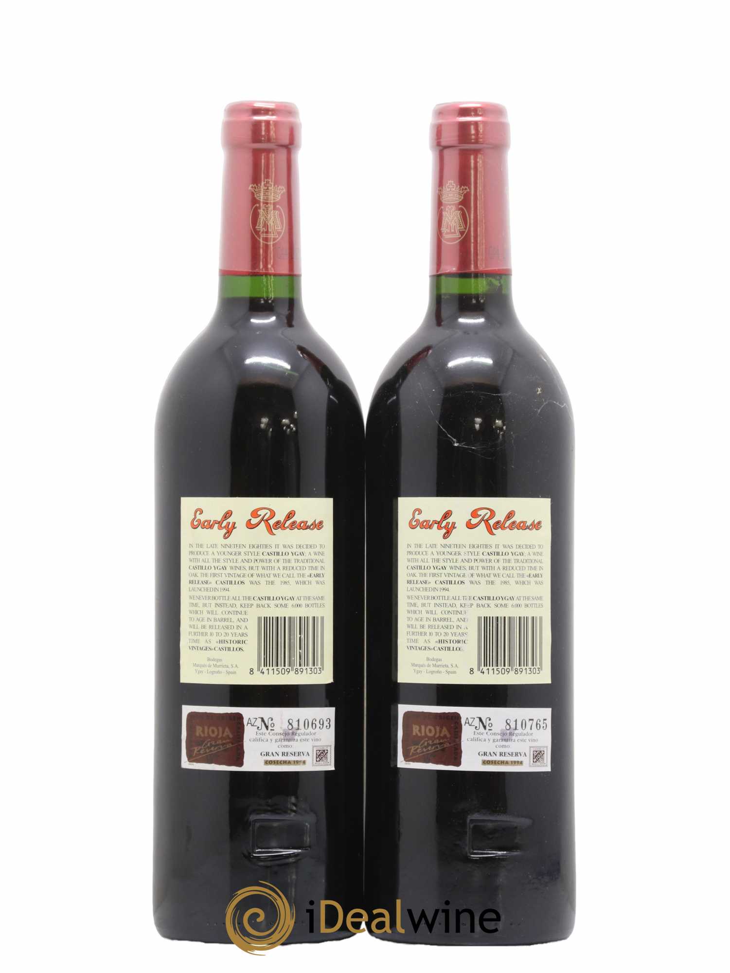 Rioja DOCA Castillo Ygay Reserva Especial Marqués de Murrieta 1994 - Lot de 2 bouteilles - 1