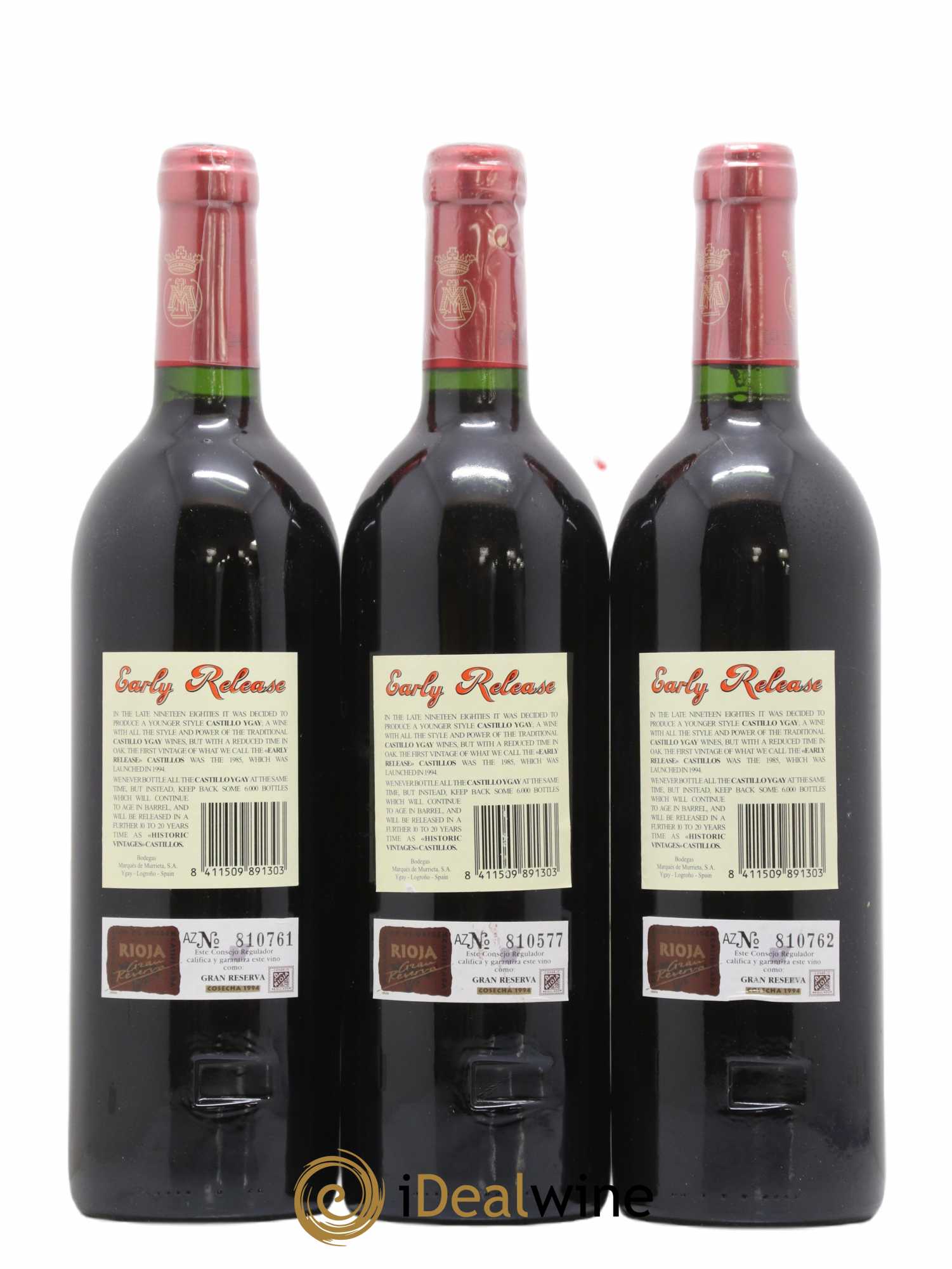 Rioja DOCA Castillo Ygay Reserva Especial Marqués de Murrieta 1994 - Lot de 3 bouteilles - 1