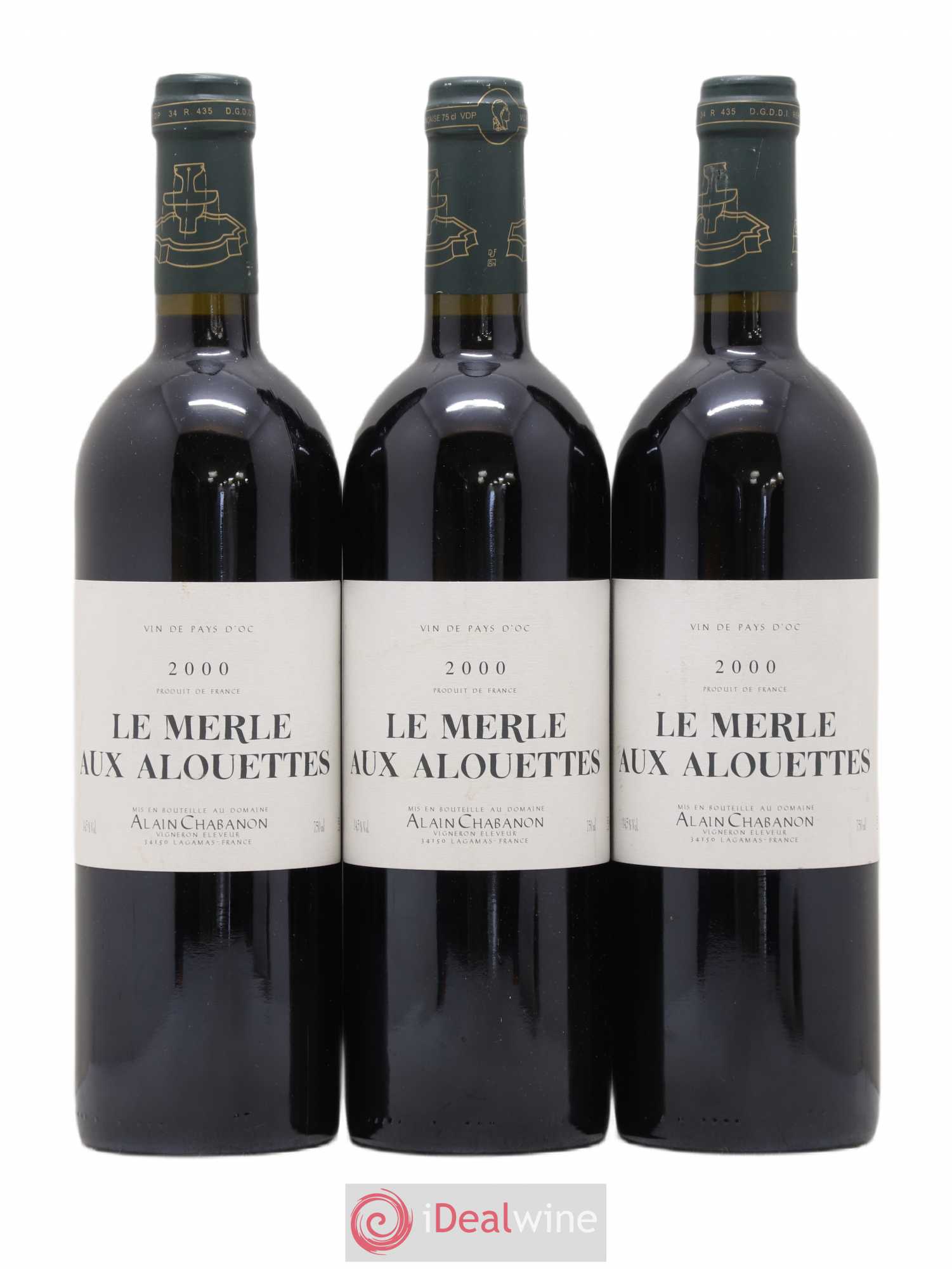 Pays d'Oc Alain Chabanon (Domaine) Le Merle aux Alouettes 2000 - Lot de 3 bouteilles - 0