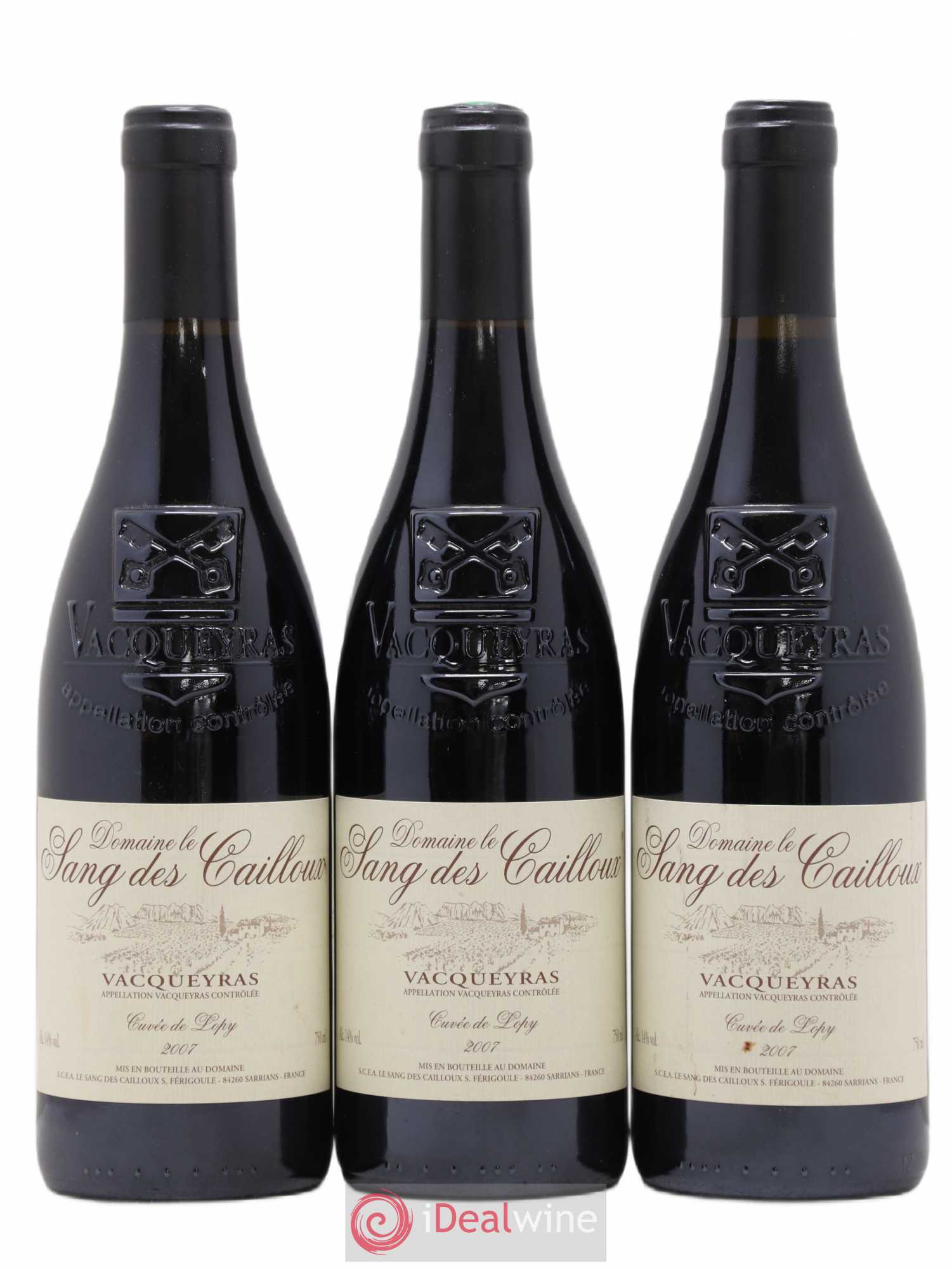 Vacqueyras Cuvée de Lopy Le Sang des Cailloux 2007 - Lot de 3 bouteilles - 0