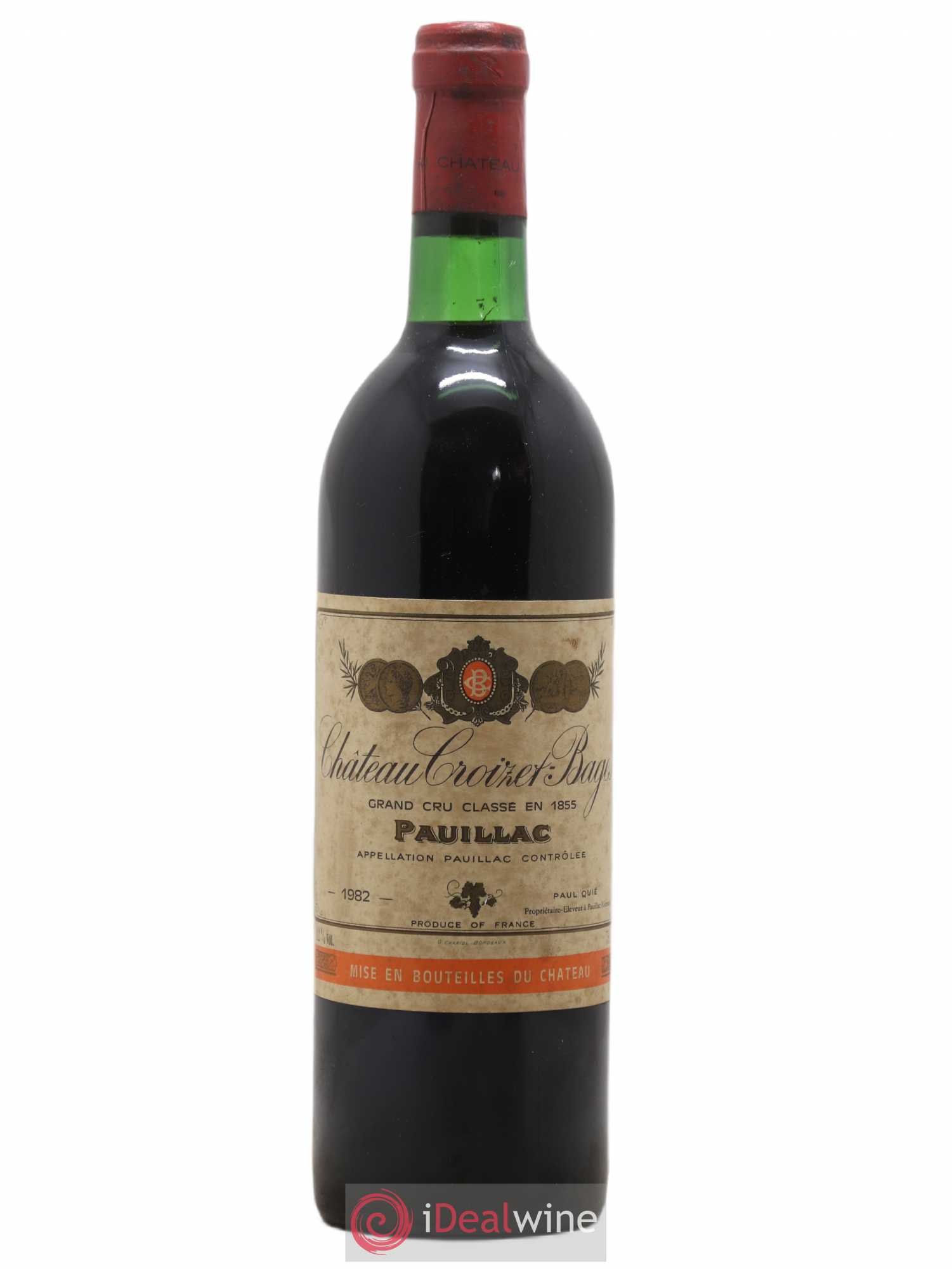 Château Croizet Bages 5ème Grand Cru Classé 1982 - Lot de 1 bouteille - 0