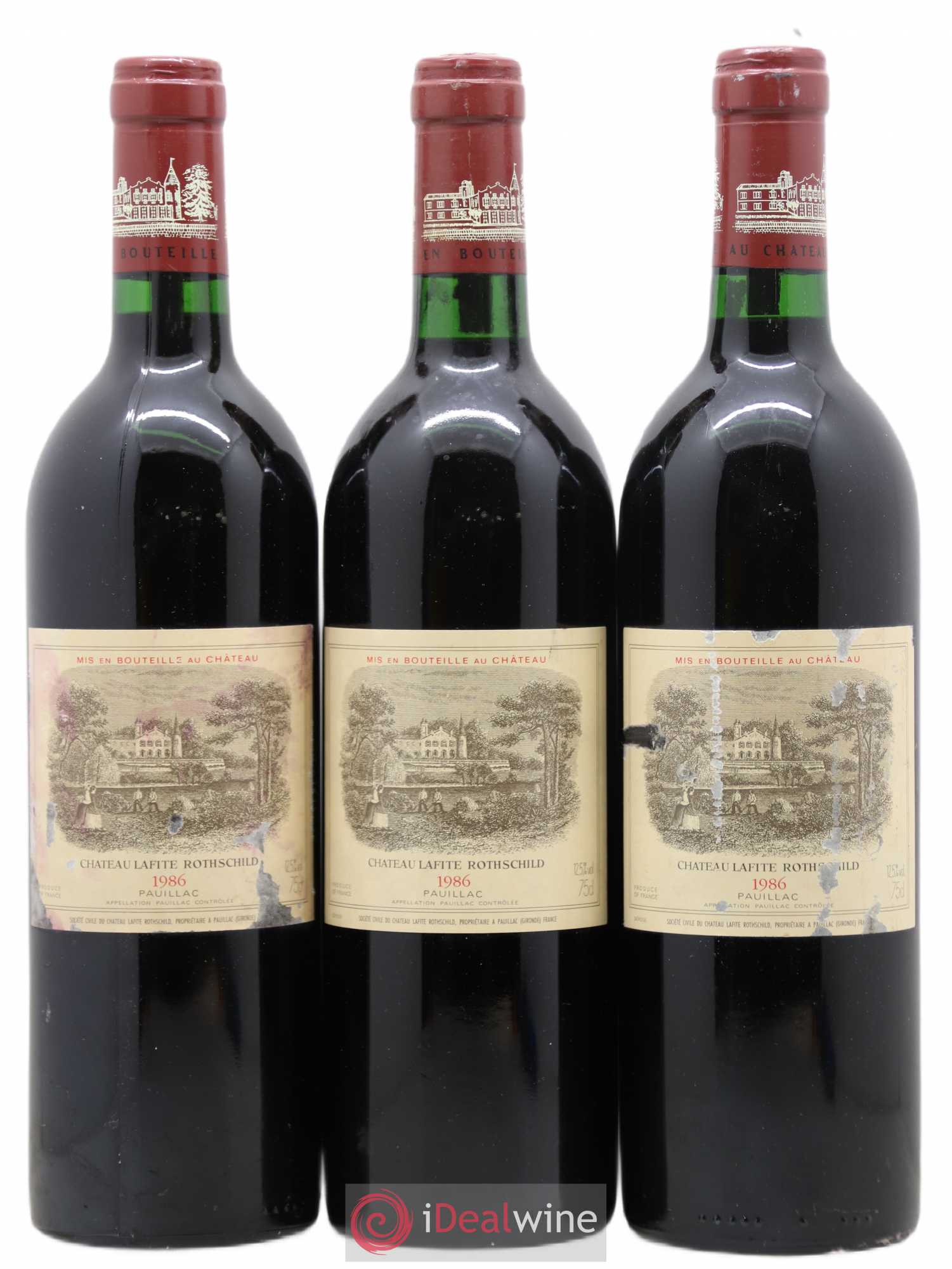 Château Lafite Rothschild 1er Grand Cru Classé 1986 - Lot de 3 bouteilles - 0